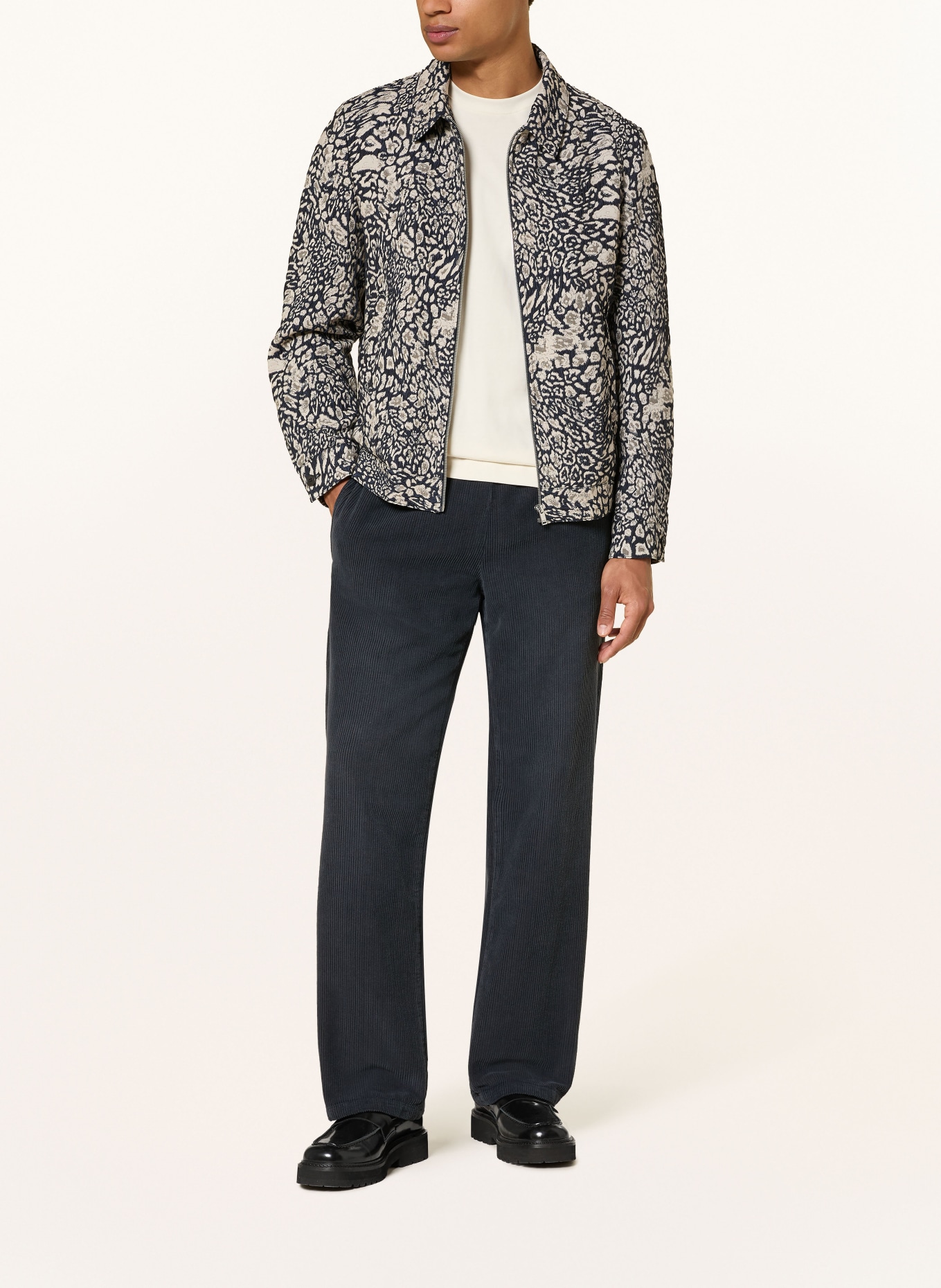 EIGHTYFIVE Pantalon en velours côtelé coupe décontractée: GRIS FONCÉ