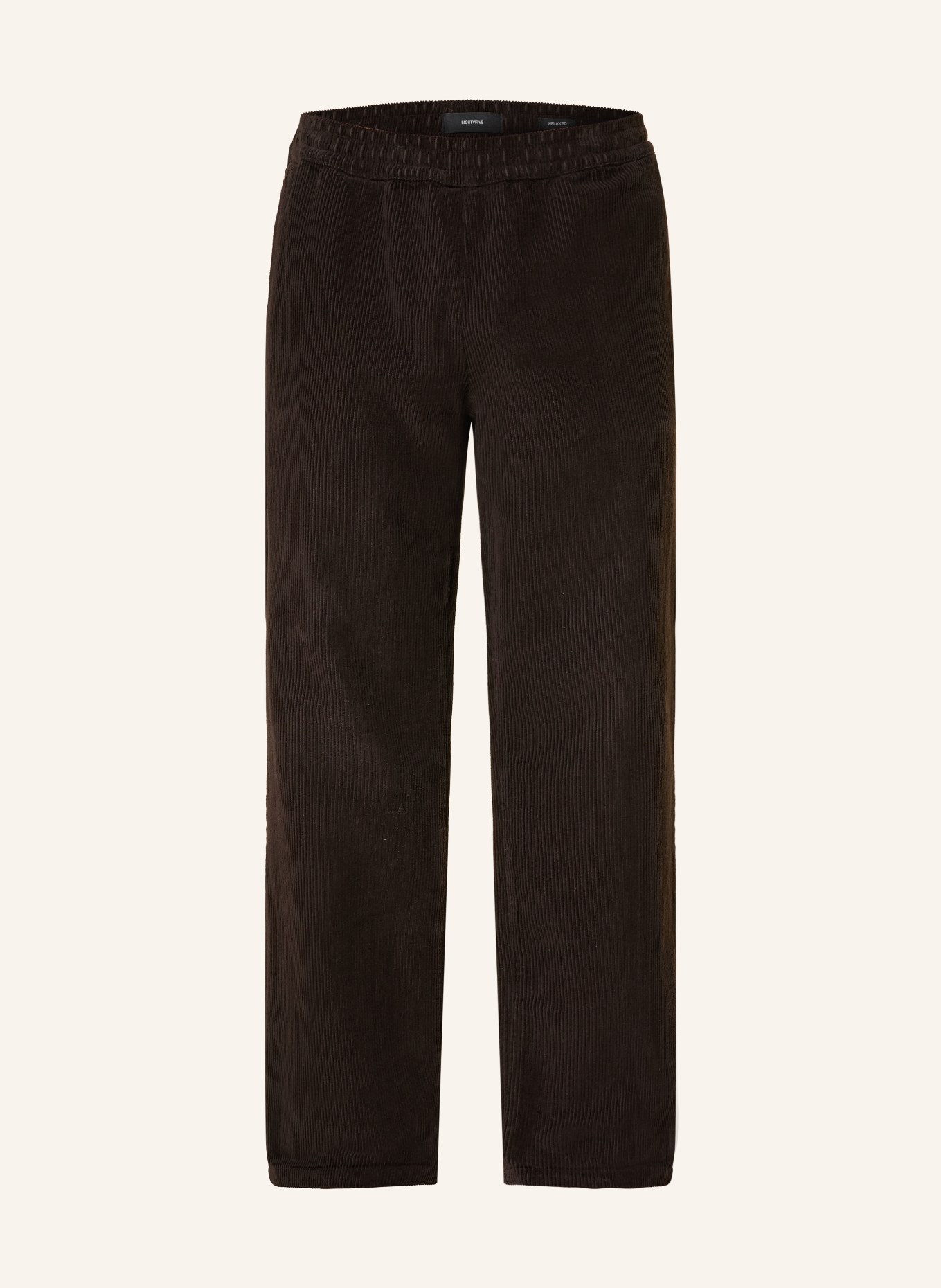 EIGHTYFIVE Pantalon en velours côtelé coupe décontractée: MARRON FONCÉ