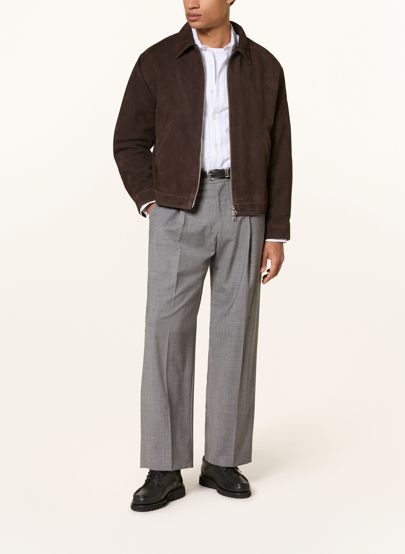 NN.07 KAY Relaxed Fit Suit Pants: 904 Lt Grey Melange