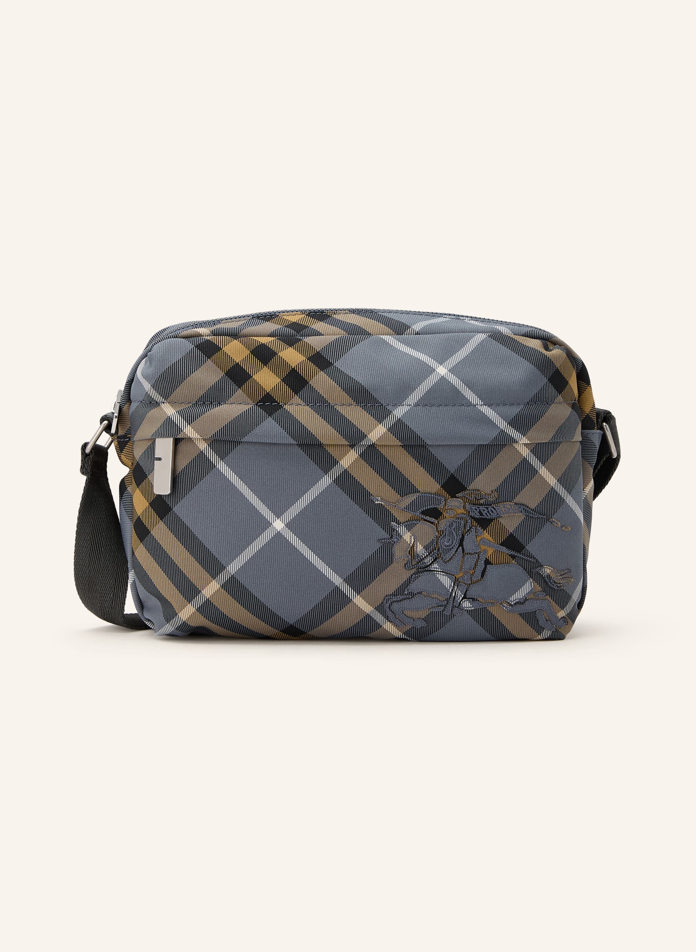 BURBERRY Umhängetasche: BLAUGRAU / SILBER / BEIGE