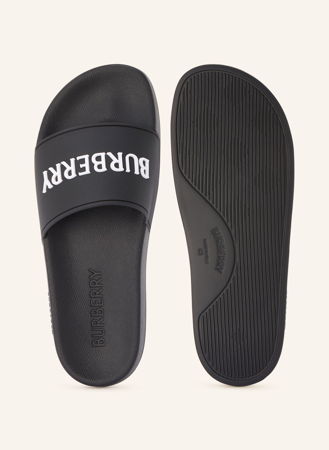 BURBERRY mules: NOIR / BLANC