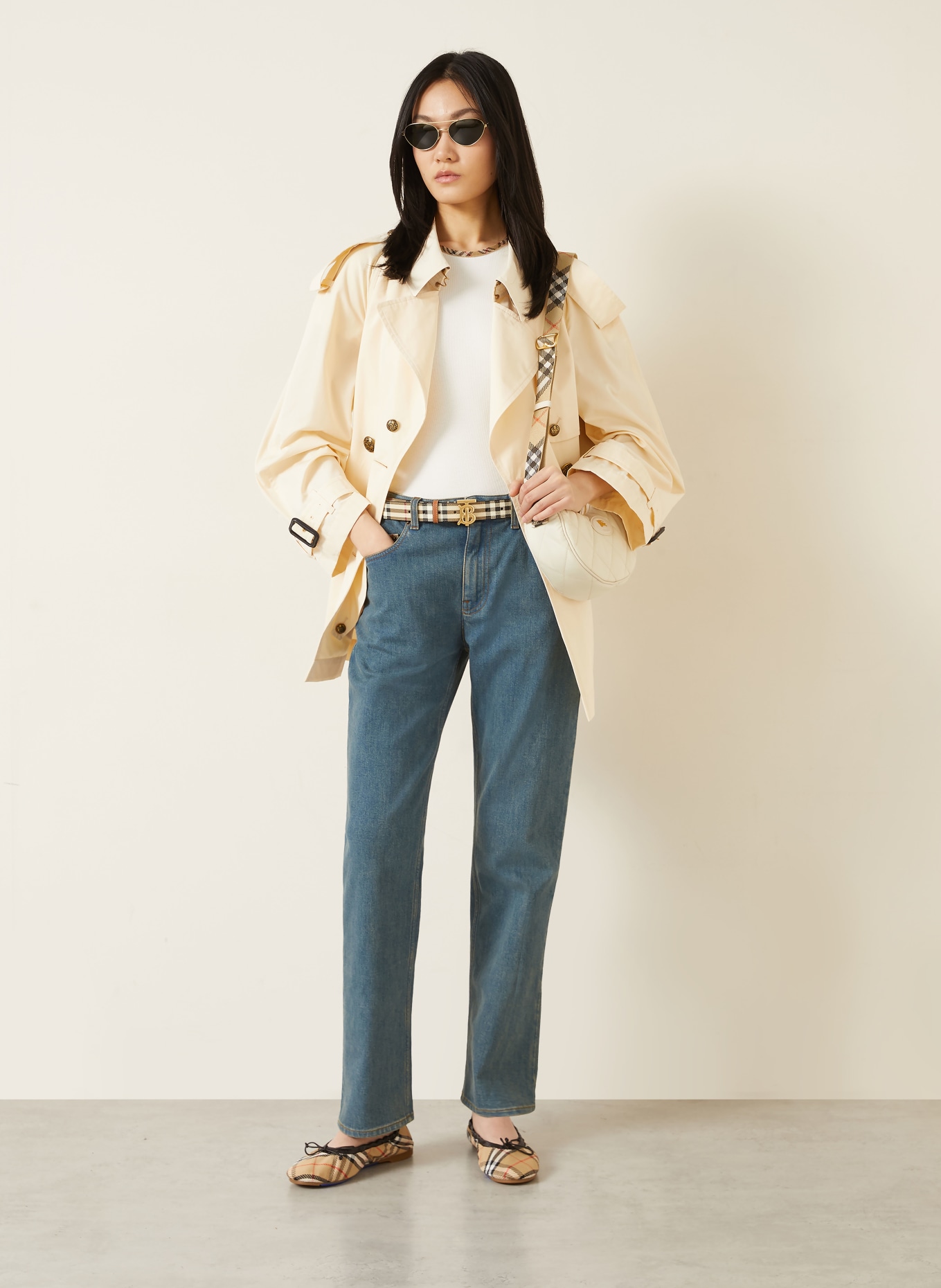 BURBERRY T-Shirt STEPHANIE: WEISS / BEIGE / ROT