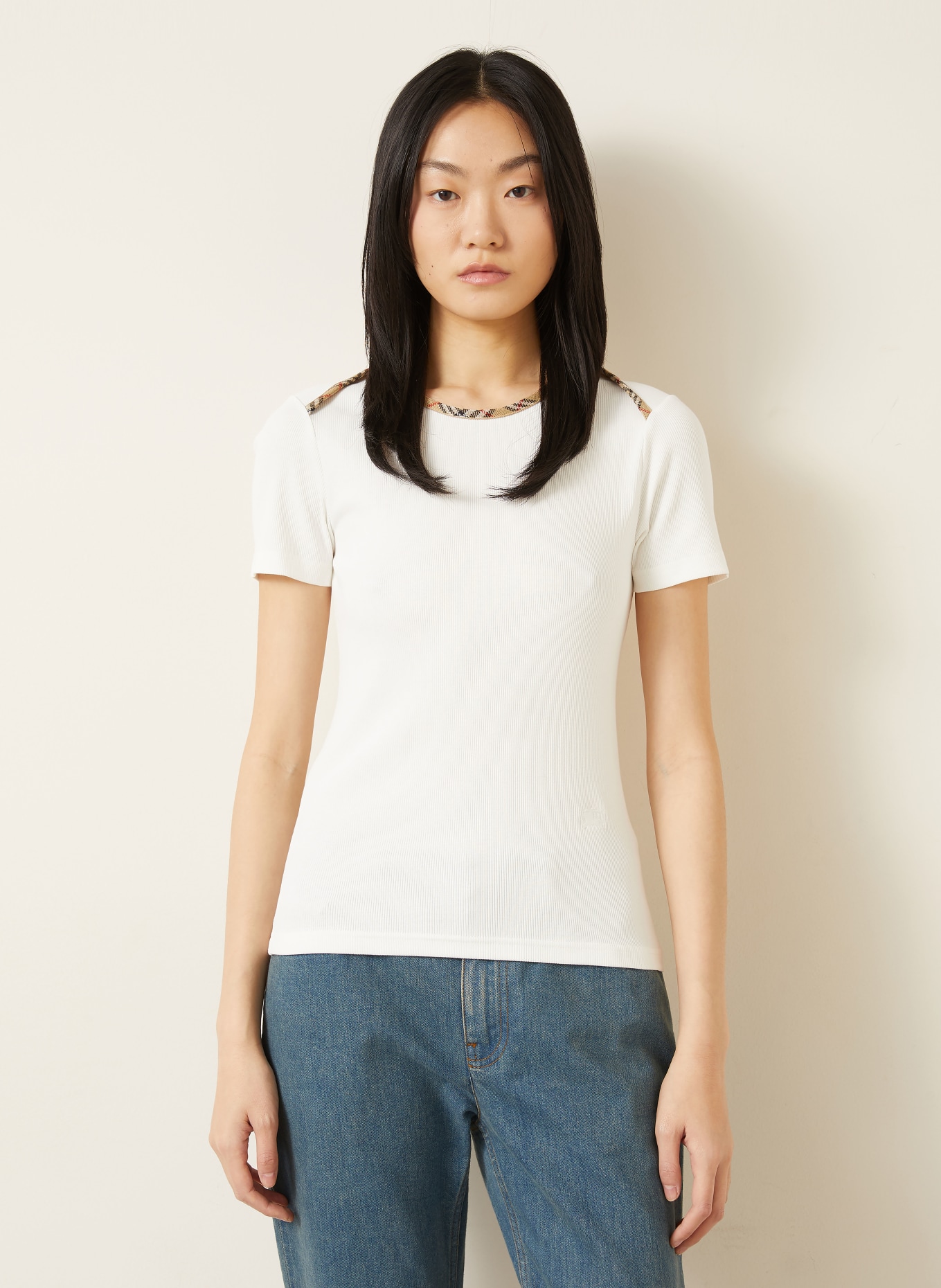 BURBERRY T-Shirt STEPHANIE: WEISS / BEIGE / ROT