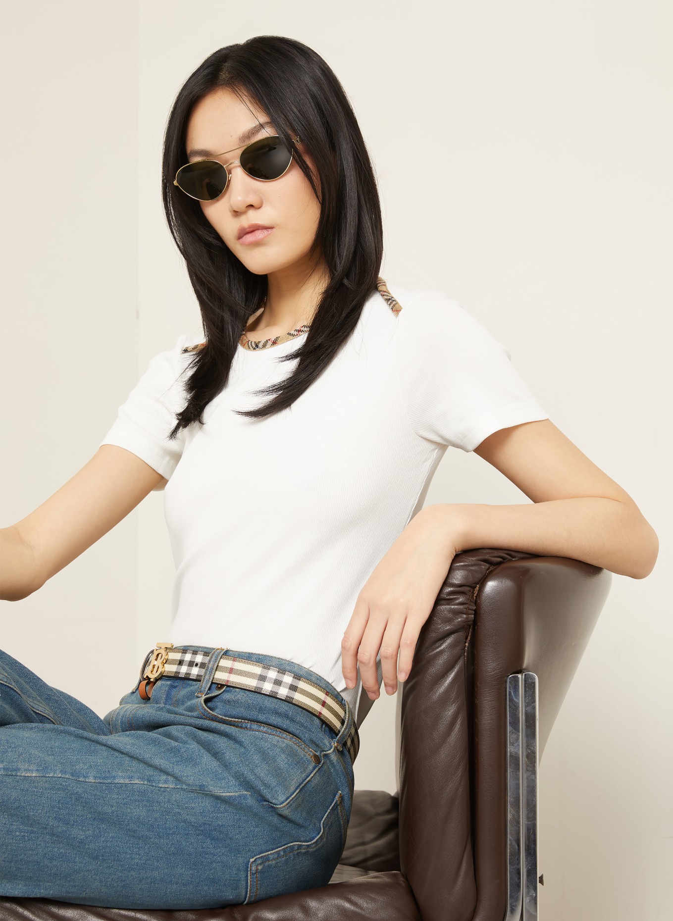 BURBERRY T-Shirt STEPHANIE: WEISS / BEIGE / ROT