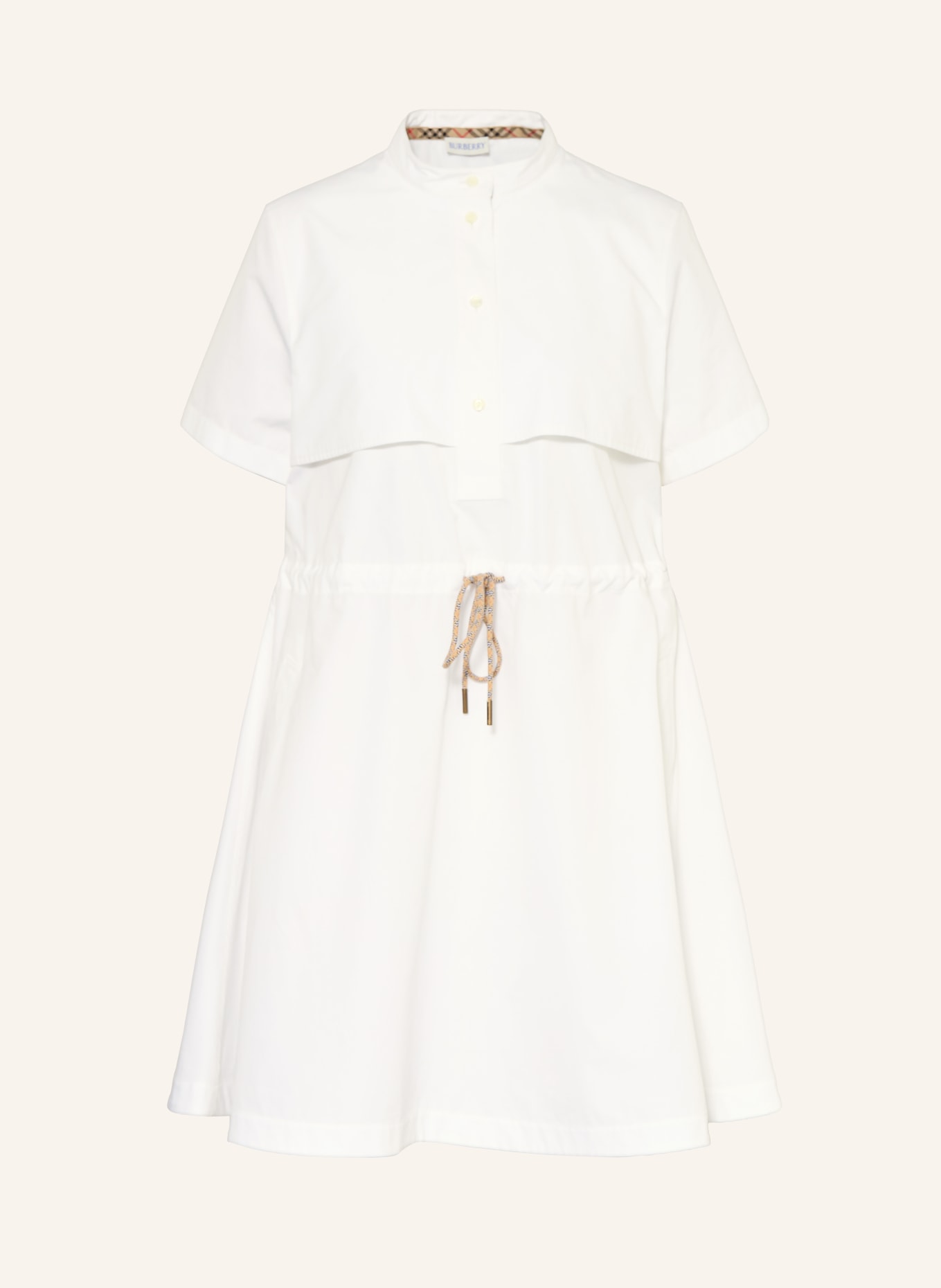 BURBERRY Jurk ISOTTA: WIT / CAMEL / LICHTBRUIN