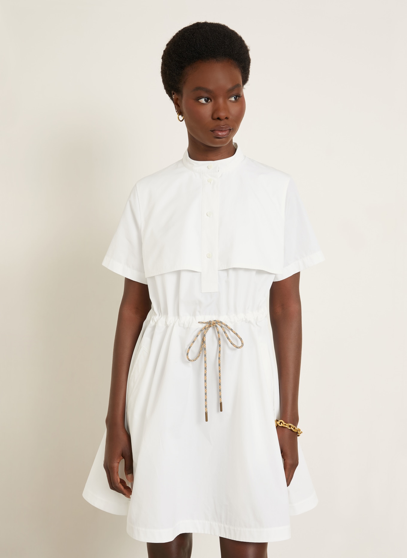 BURBERRY Jurk ISOTTA: WIT / CAMEL / LICHTBRUIN