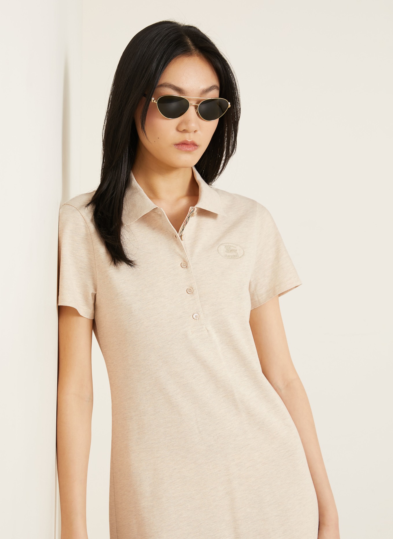 BURBERRY Piqué-Polokleid PASCALINE: BEIGE