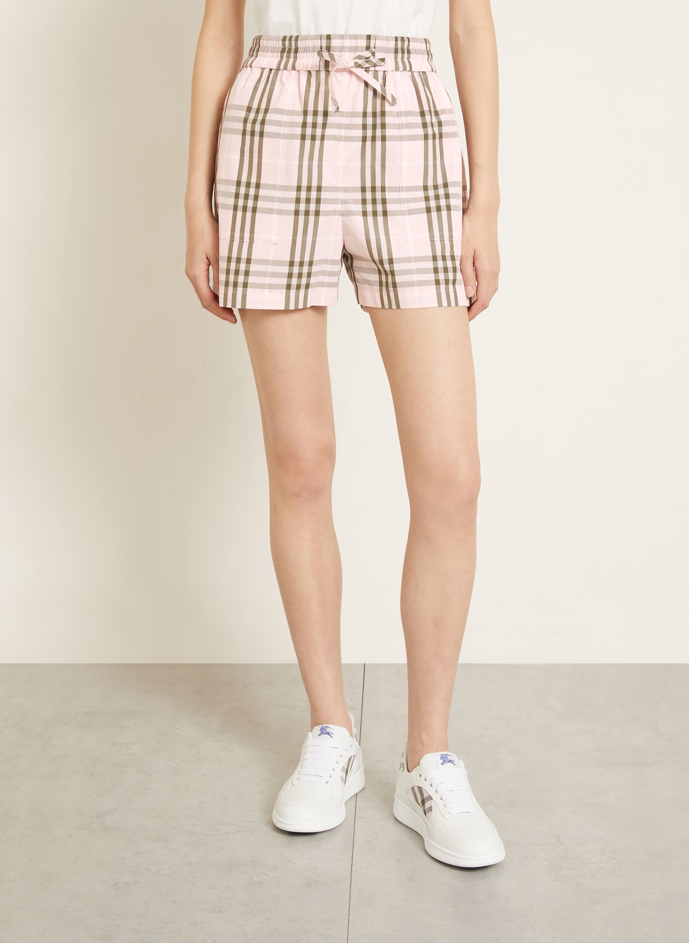BURBERRY Short EVELYN: ROSE CLAIR / OLIVE / VERT CLAIR