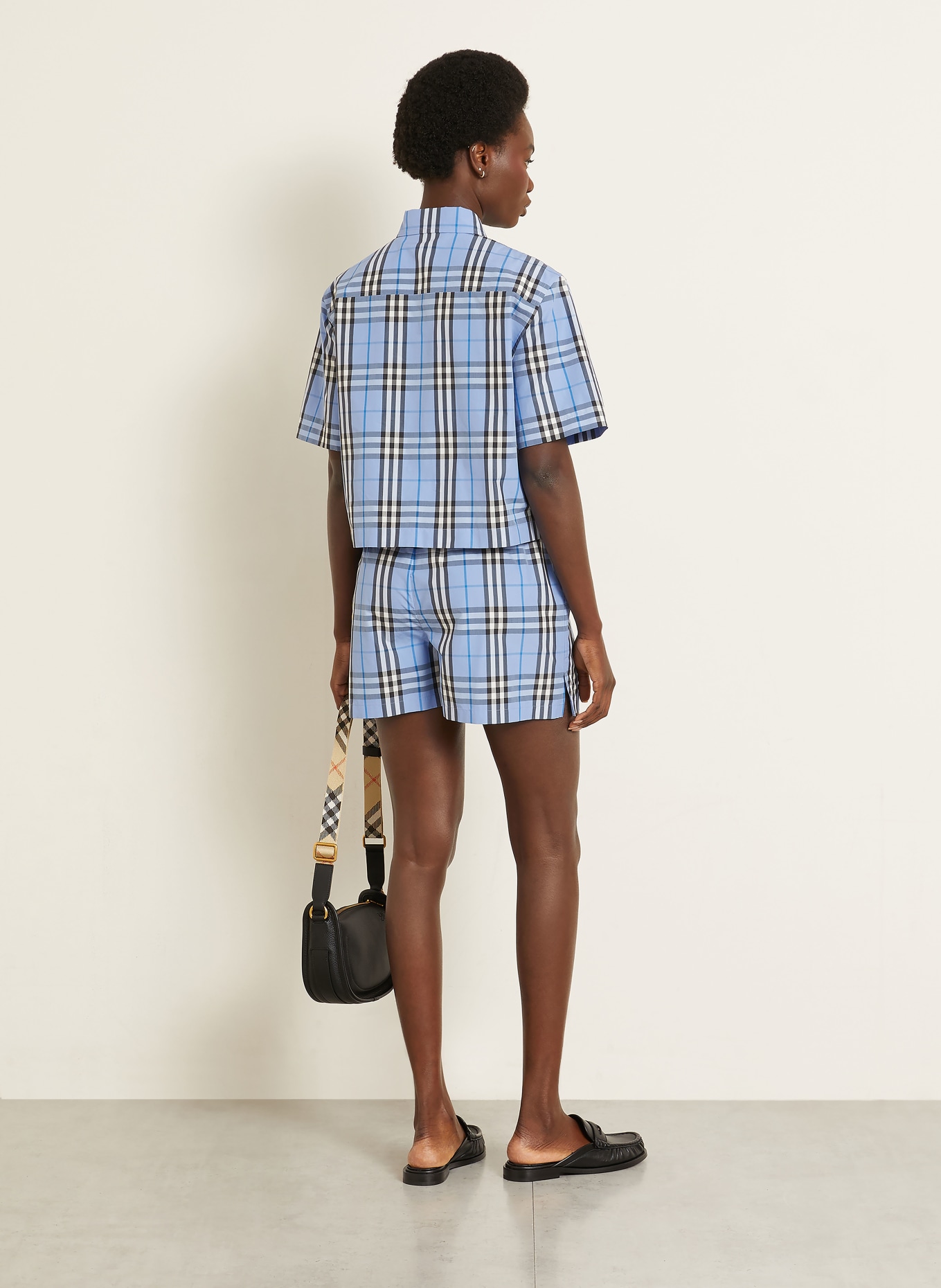 BURBERRY overhemdblouse: LICHTBLAUW / DONKERBLAUW / WIT