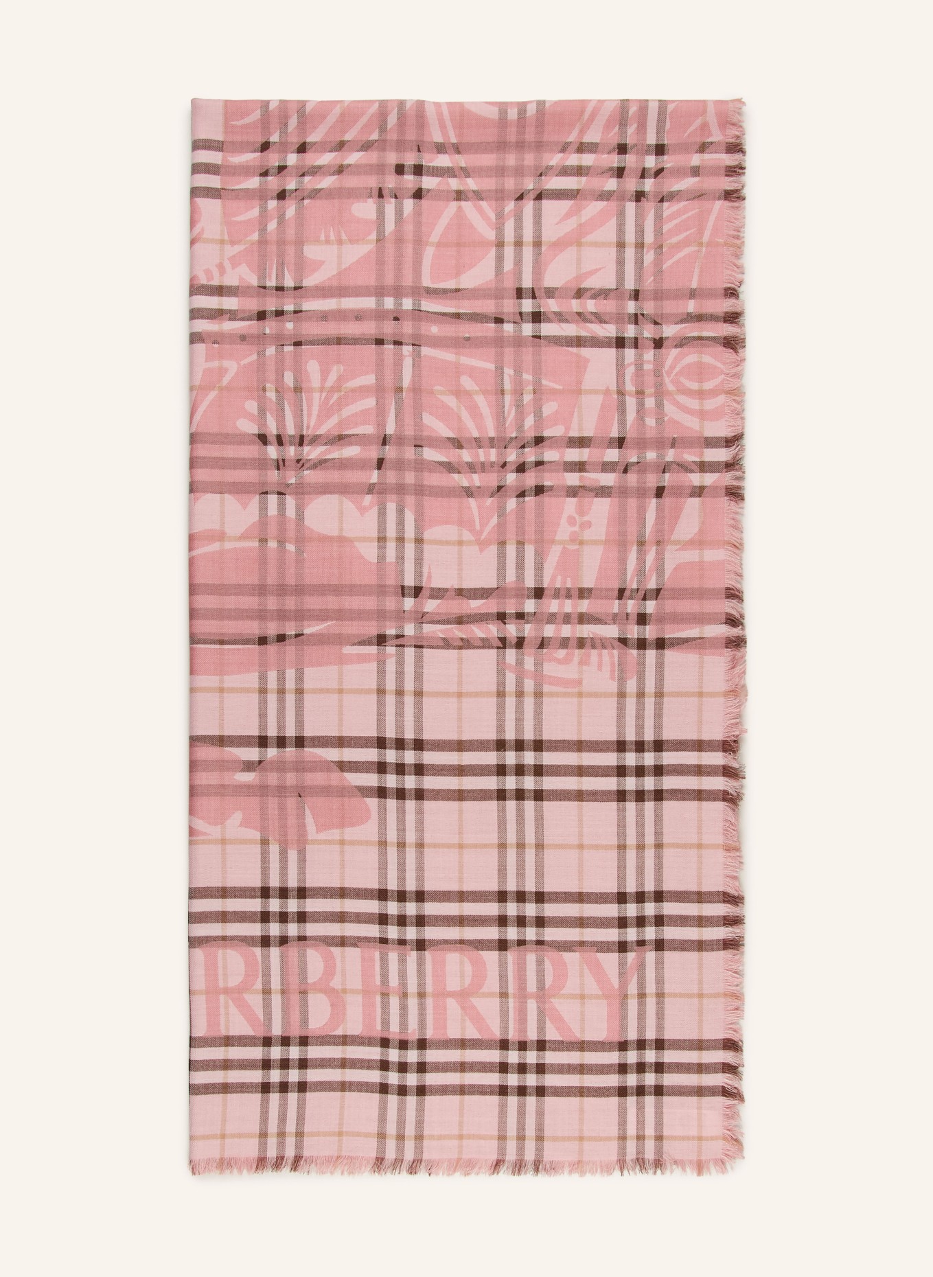 BURBERRY Écharpe en soie: ROSE / MARRON FONCÉ / BEIGE