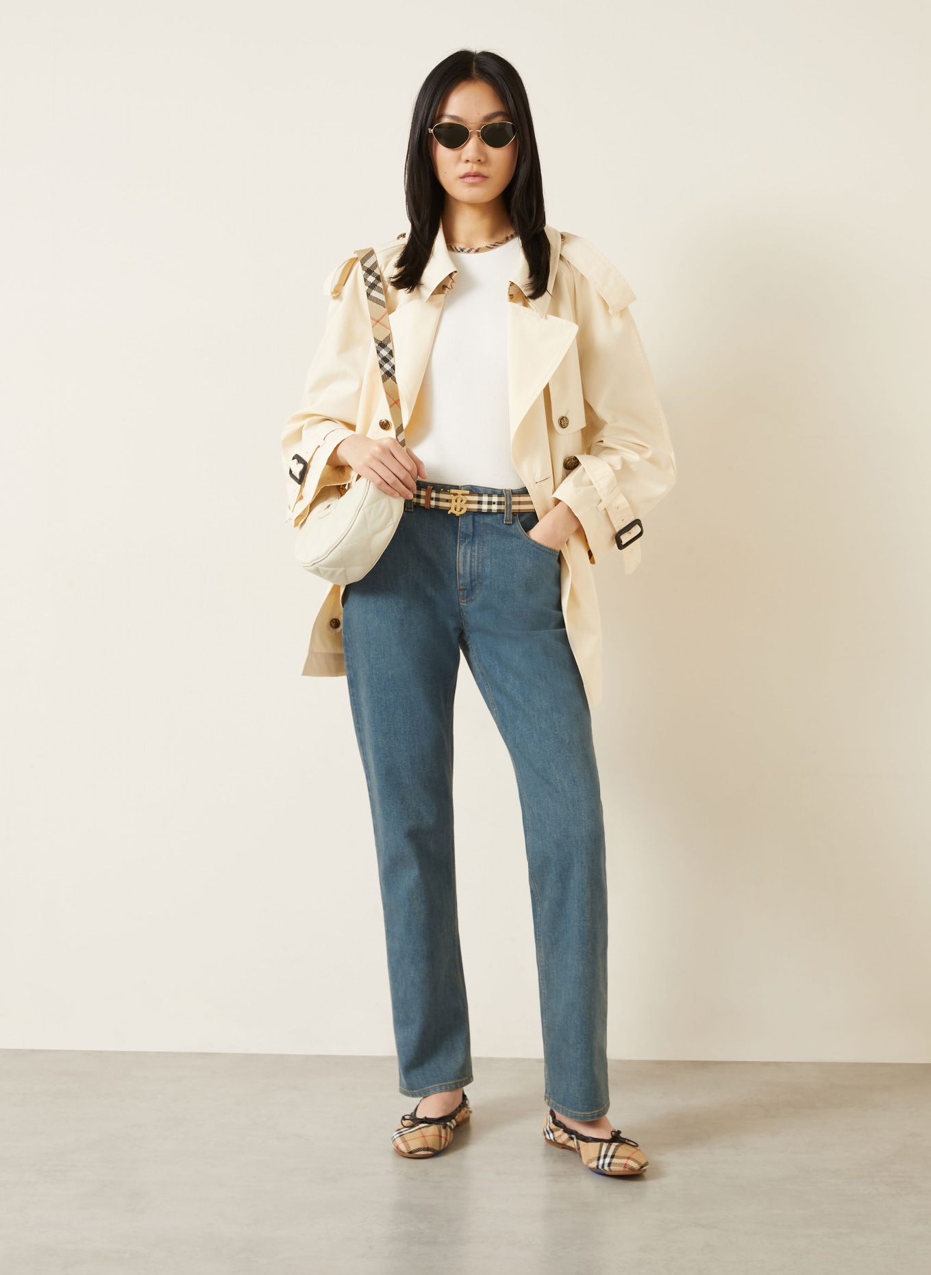 BURBERRY Torba na ramię HORSESHOE: ECRU / ZŁOTY / BEŻOWY