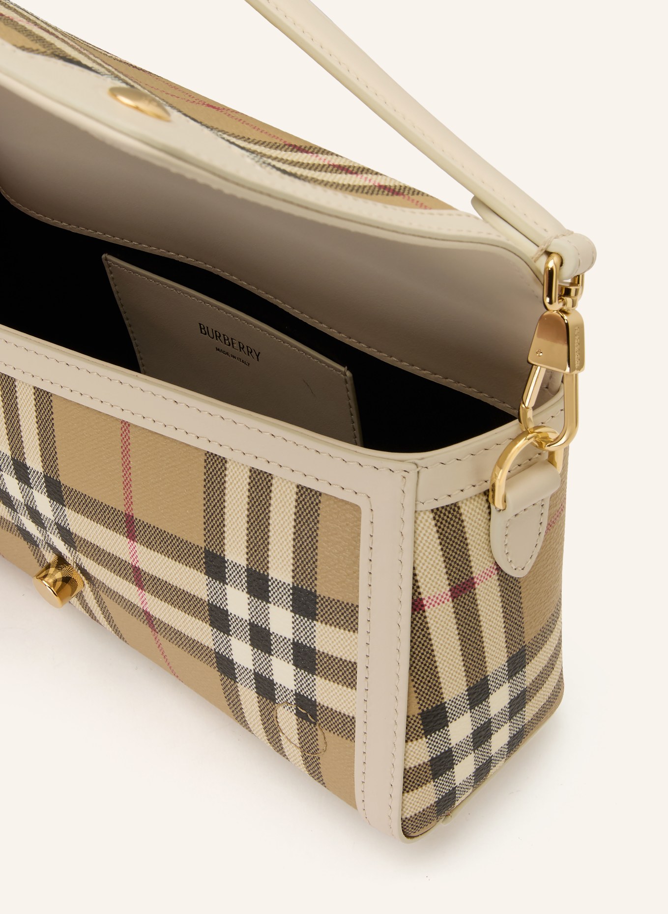 BURBERRY Schoudertas NOTE: BEIGE / ROOD / ZWART