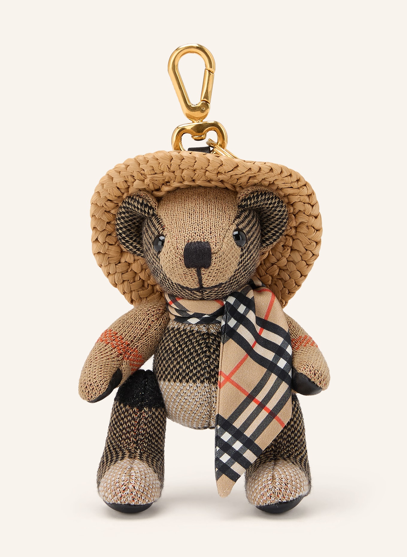 BURBERRY Porte-clés THOMAS TEDDY: MARRON CLAIR / OR / ORANGE