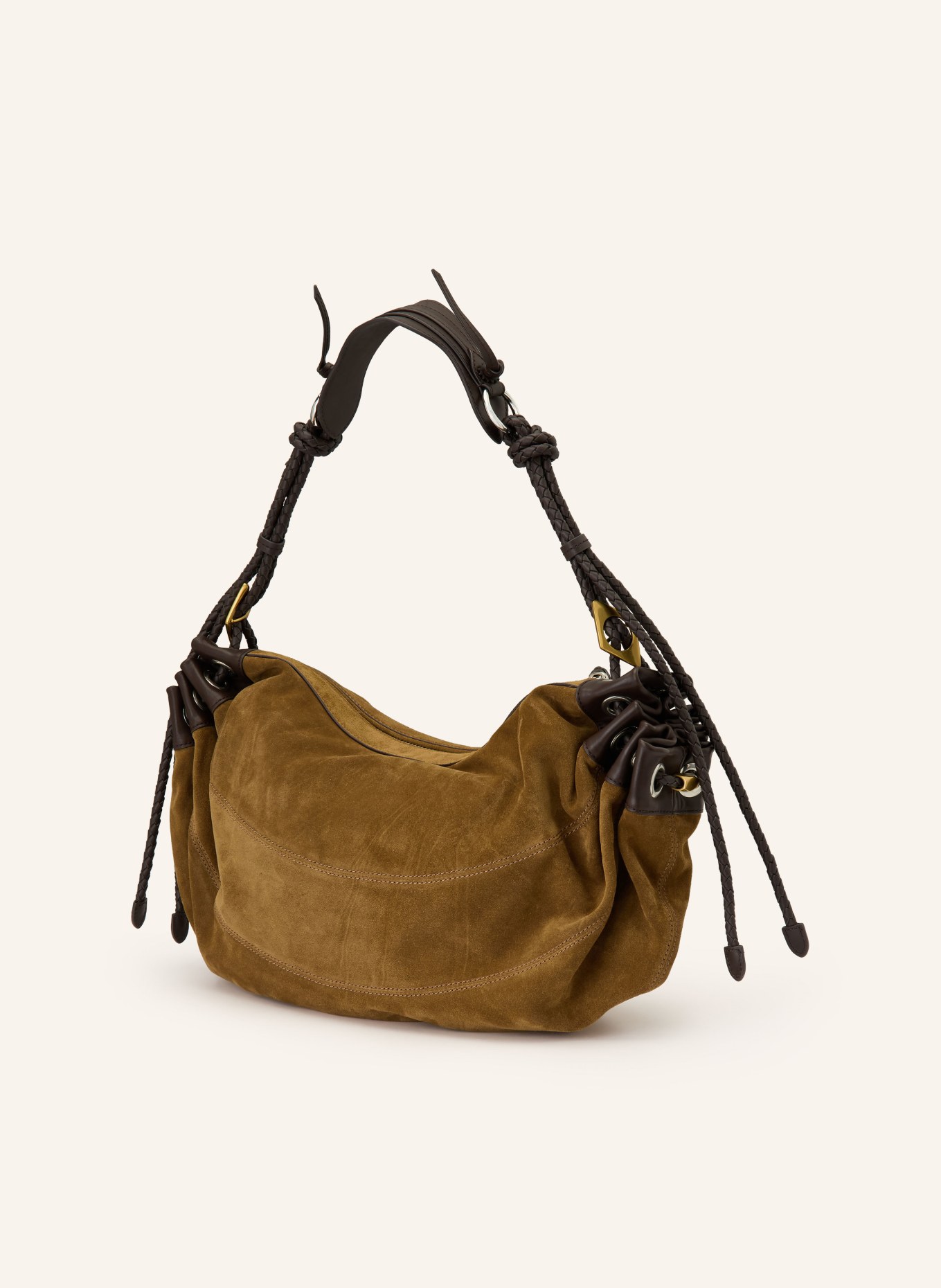 ISABEL MARANT Schoudertas MAIA LARGE: TAUPE / ZILVER / GOUD