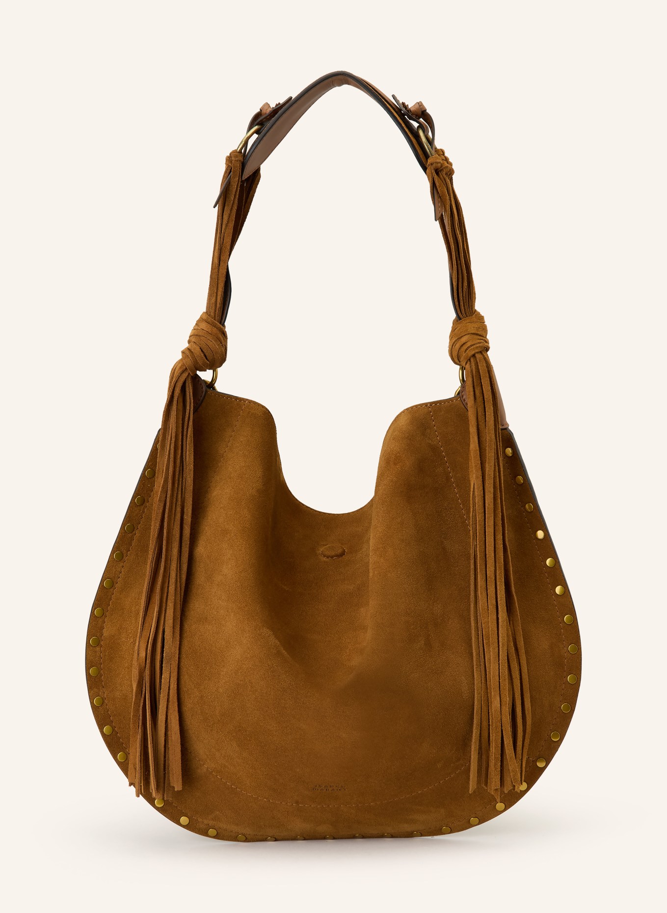 ISABEL MARANT Schultertasche OSKAN mit Pouch: COGNAC / GOLD