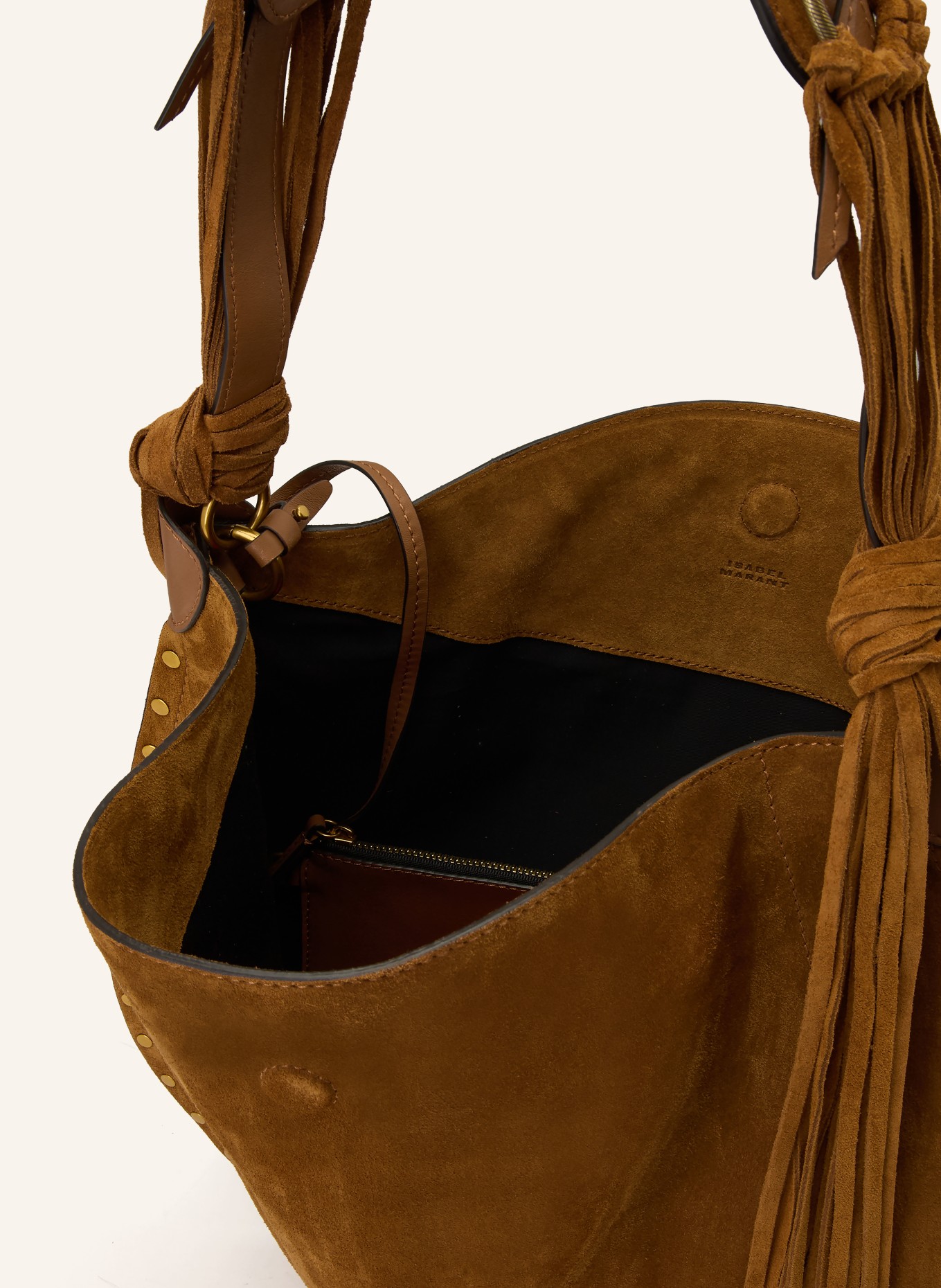 ISABEL MARANT Schultertasche OSKAN mit Pouch: COGNAC / GOLD