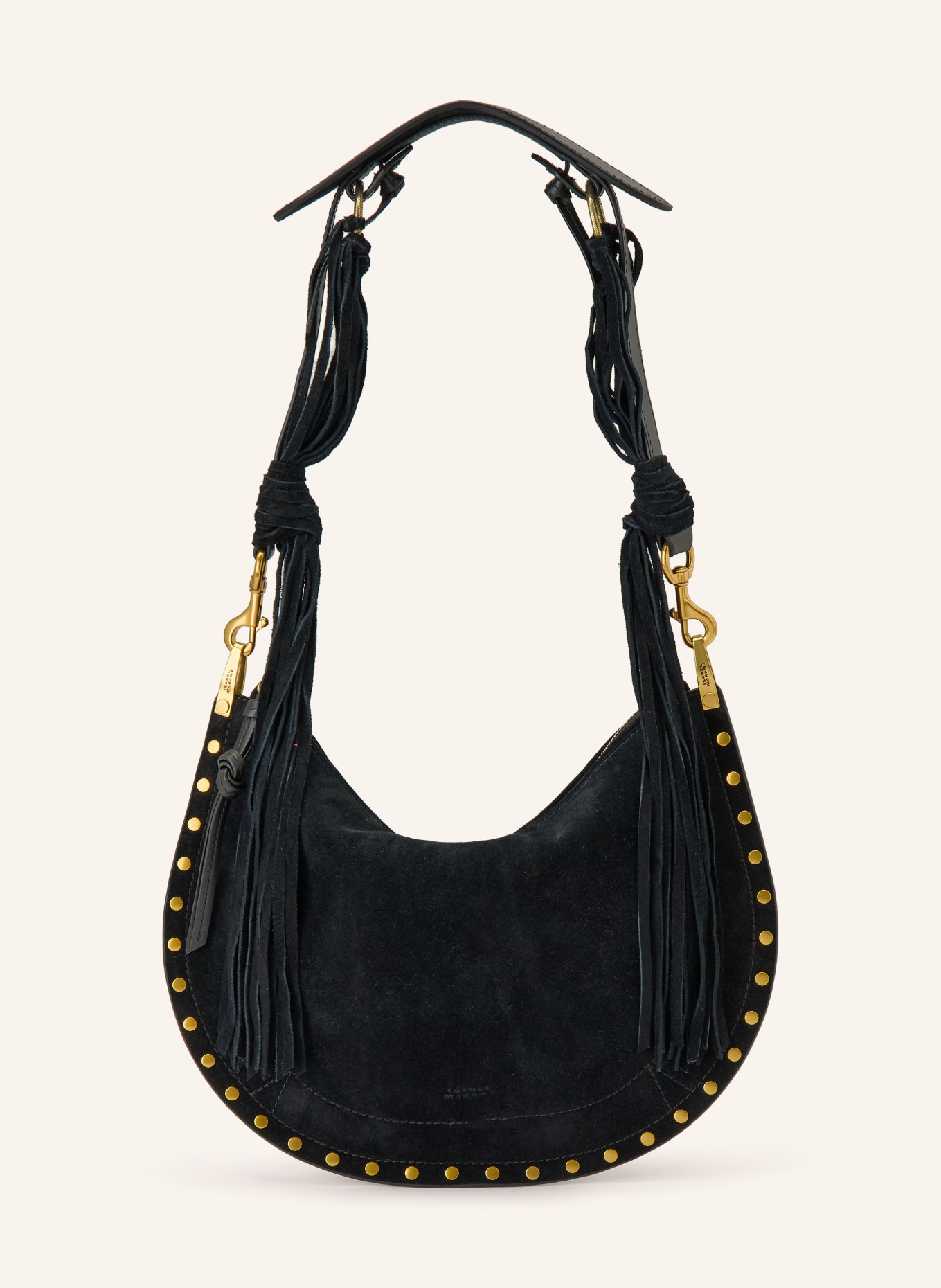 ISABEL MARANT Schultertasche OSKAN mit Nieten: SCHWARZ / GOLD