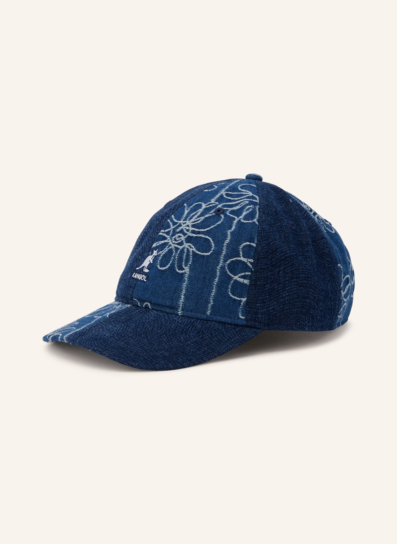 KANGOL Jeans-Cap: DUNKELBLAU / WEISS