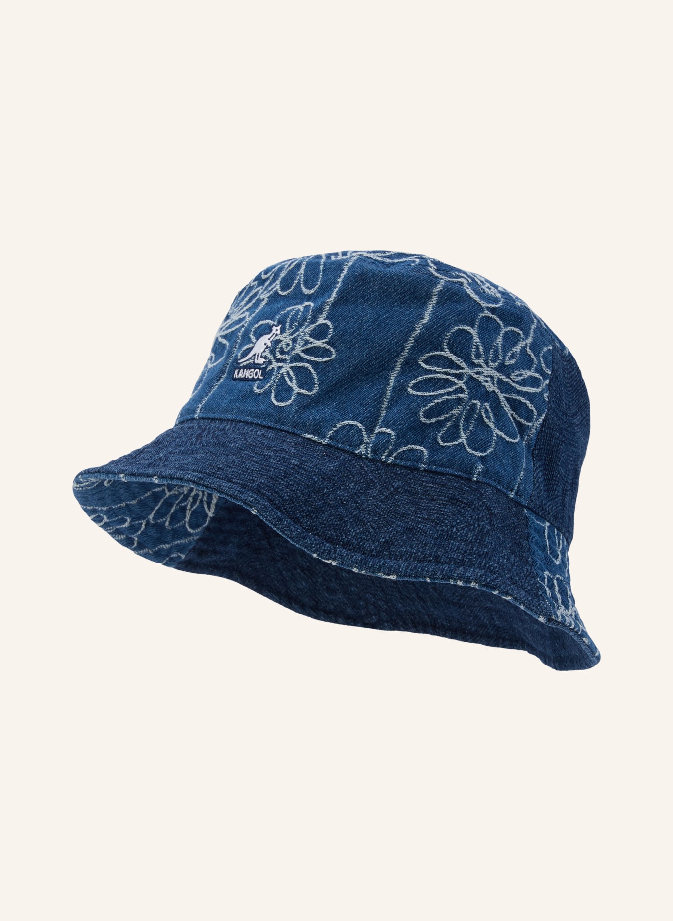 KANGOL Bucket-Hat: DUNKELBLAU / WEISS