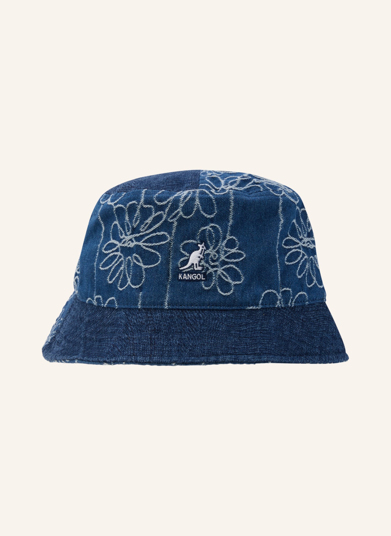 KANGOL Bucket-Hat: DUNKELBLAU / WEISS