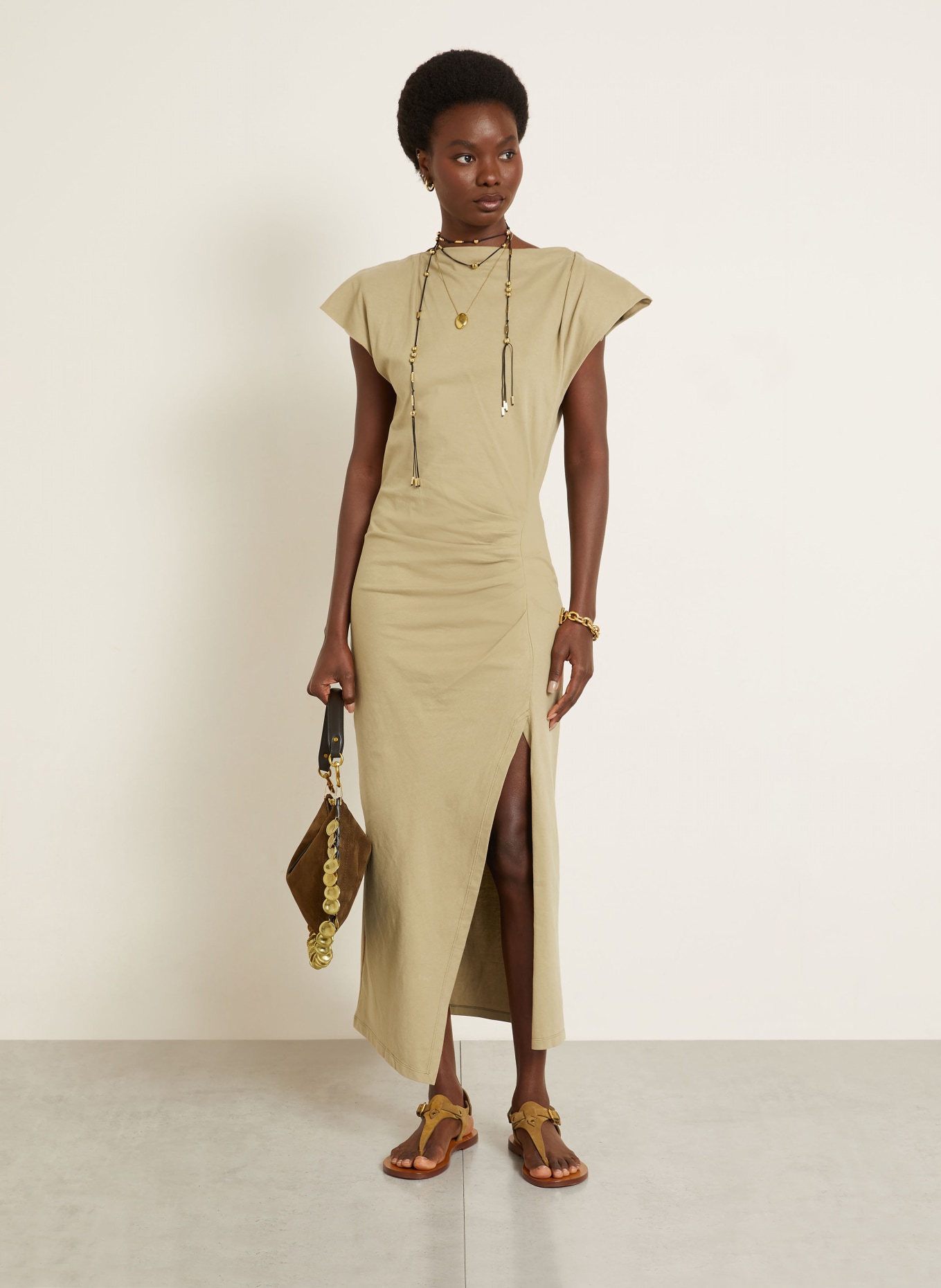 ISABEL MARANT Jersey jurk NADELA: BEIGE