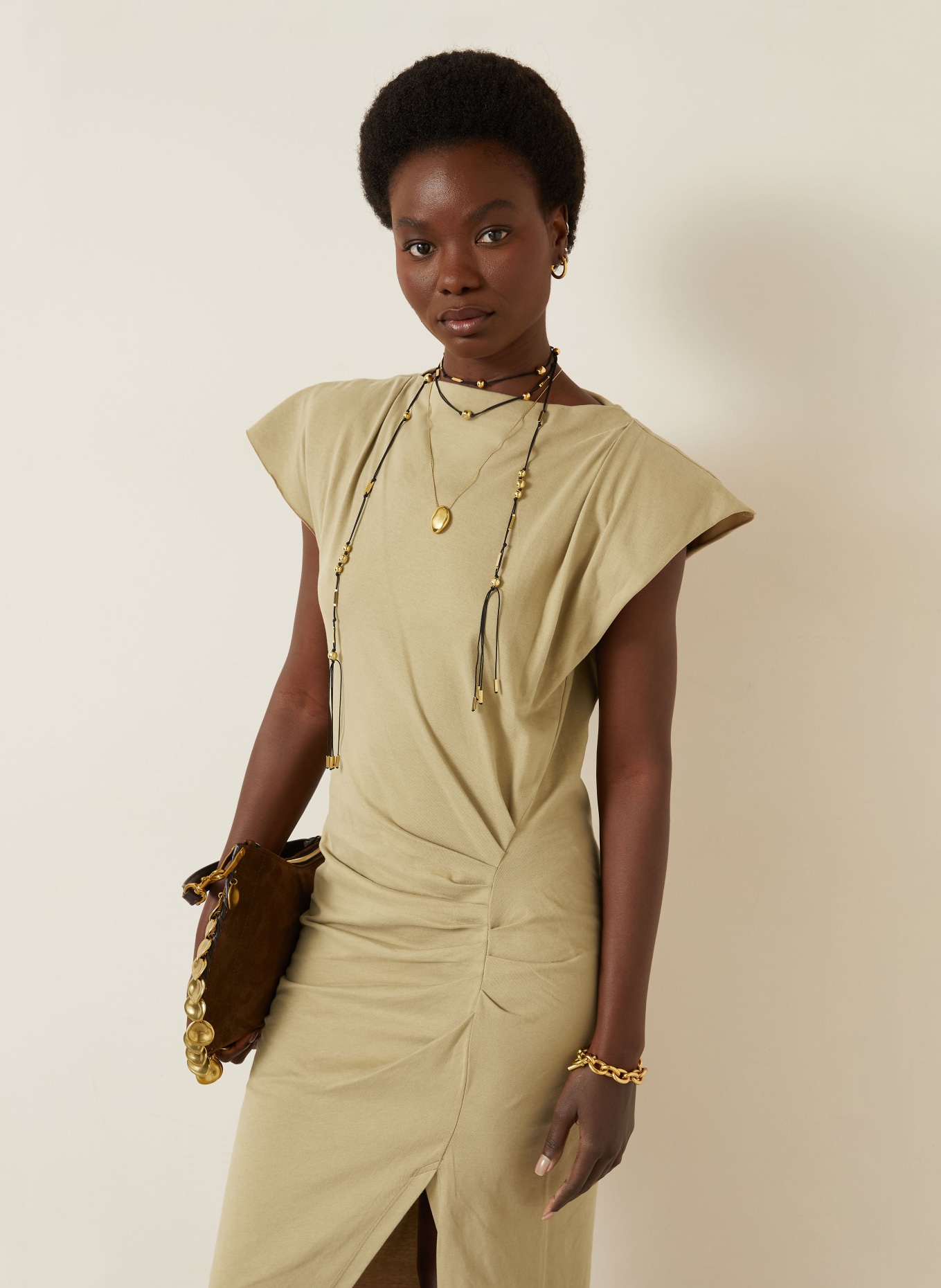 ISABEL MARANT Jersey jurk NADELA: BEIGE