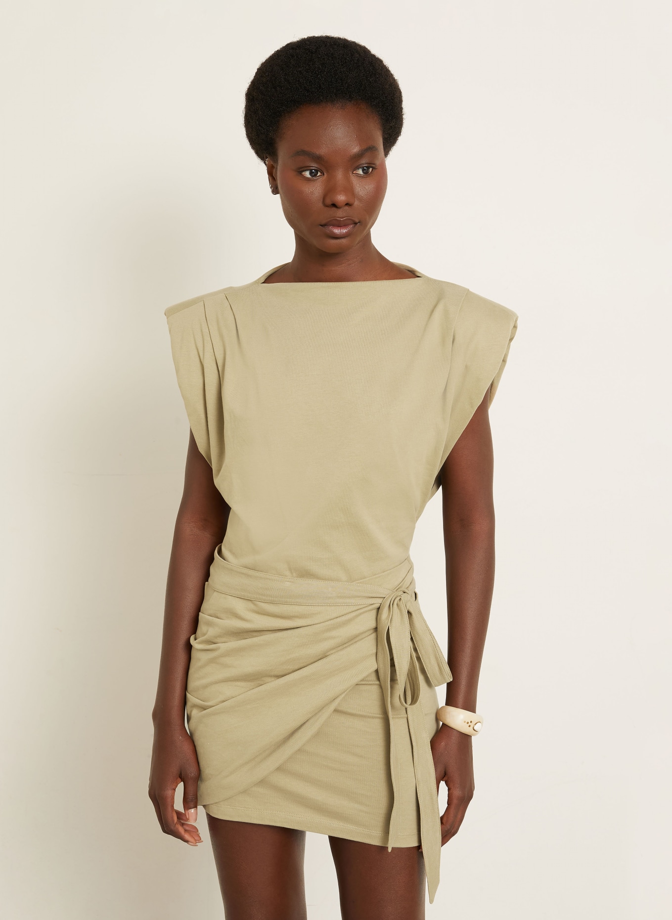 ISABEL MARANT Robe en jersey MARIELLE à effet cache-cœur: OLIVE