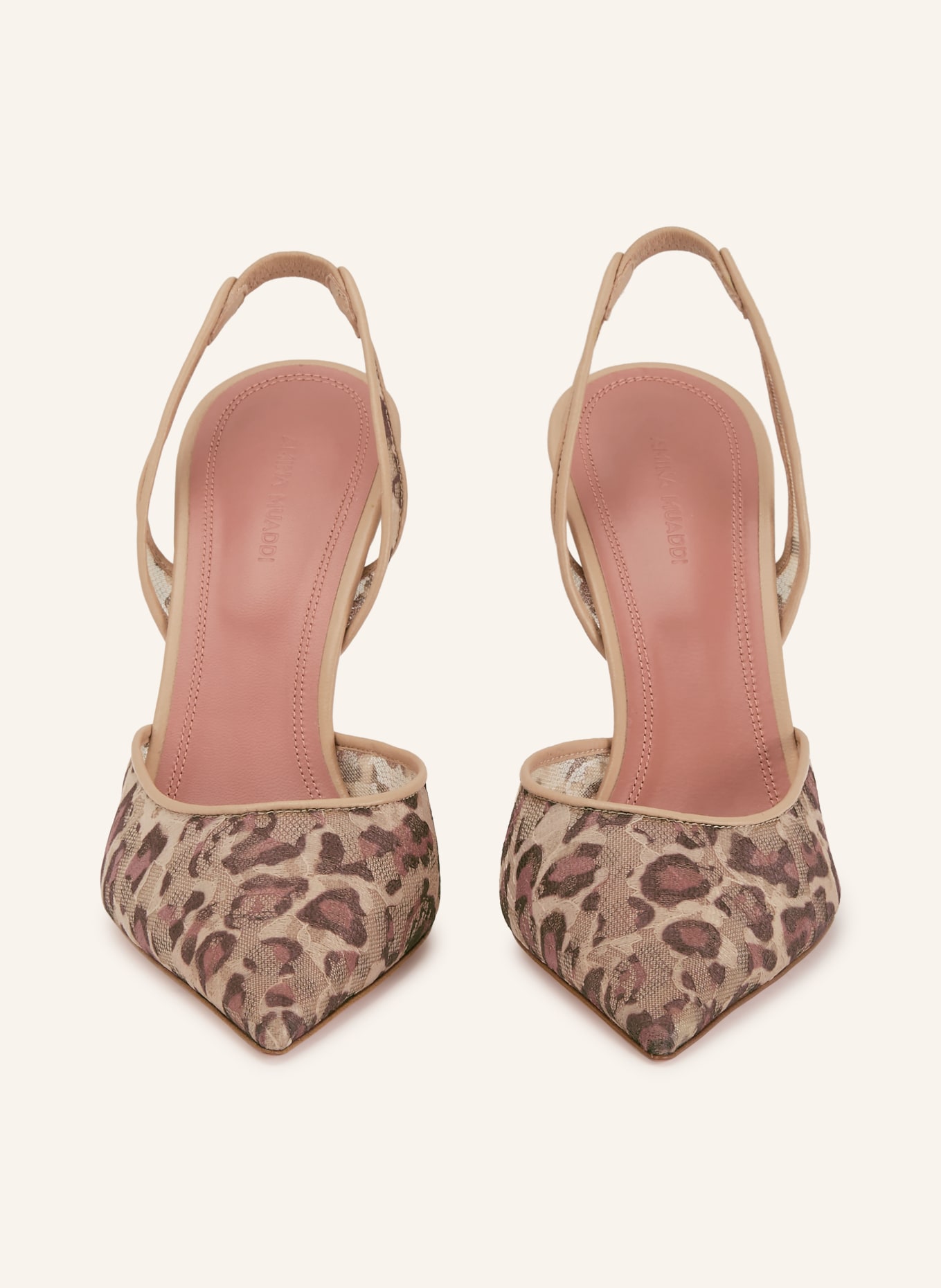 AMINA MUADDI Escarpins à bride HOLLI LACE SLING 95: BEIGE / MARRON