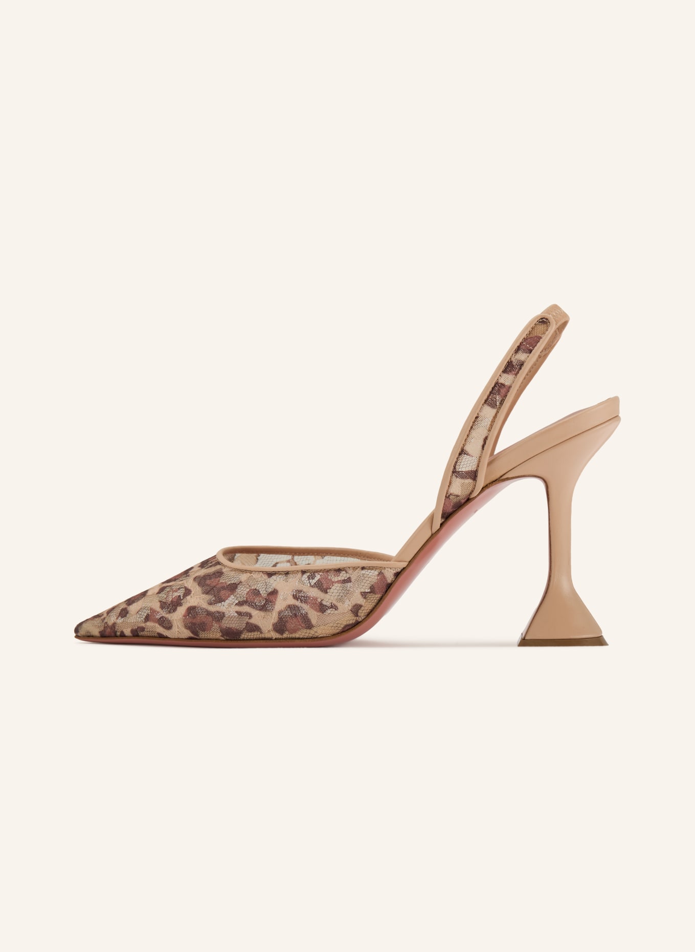 AMINA MUADDI Escarpins à bride HOLLI LACE SLING 95: BEIGE / MARRON