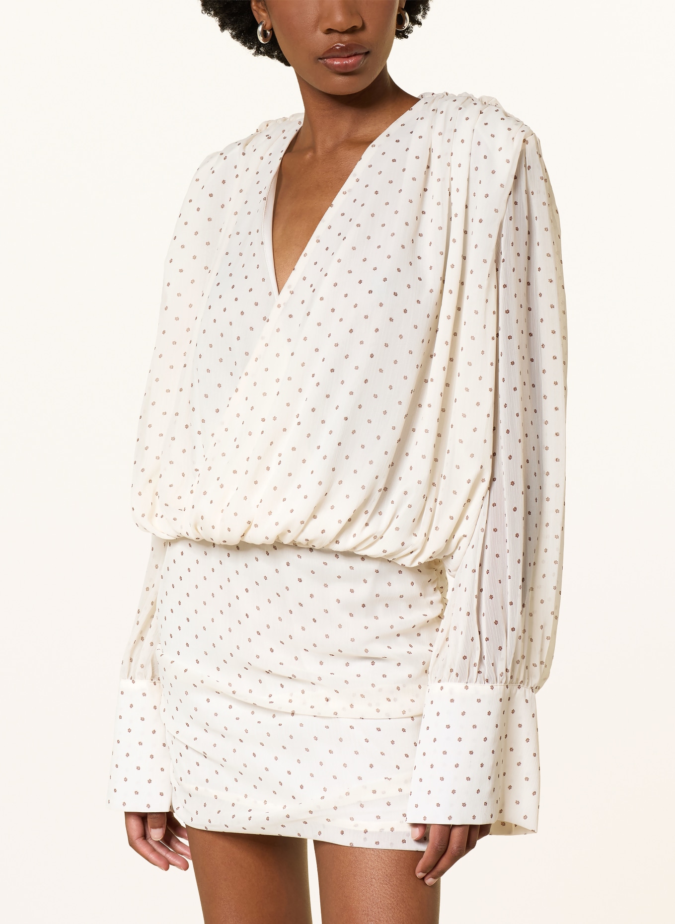 ROTATE Jurk: CRÈME / MARRON FONCÉ