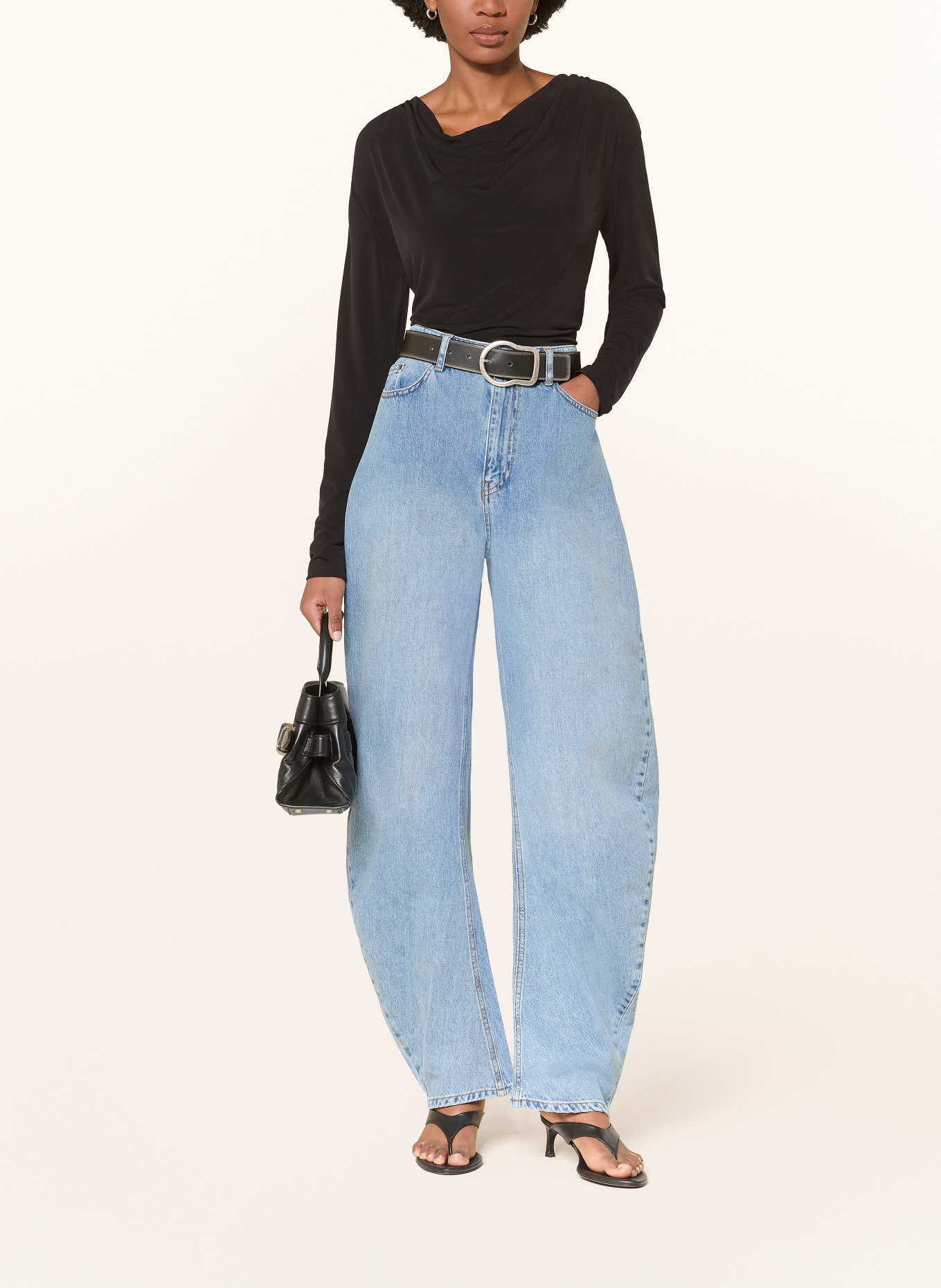 ROTATE Barrel džíny: TMAVĚ MODRÁ