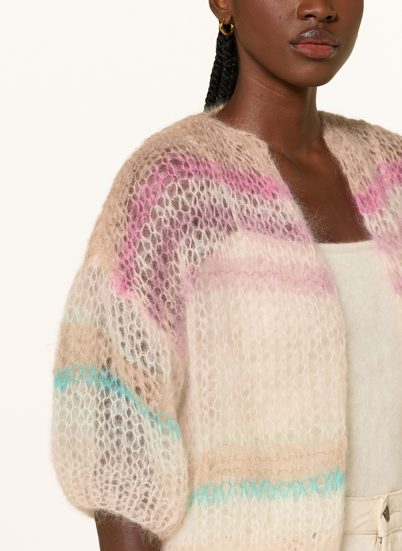 MAIAMI Strickhülle aus Mohair: HELLROSA / PINK / TÜRKIS