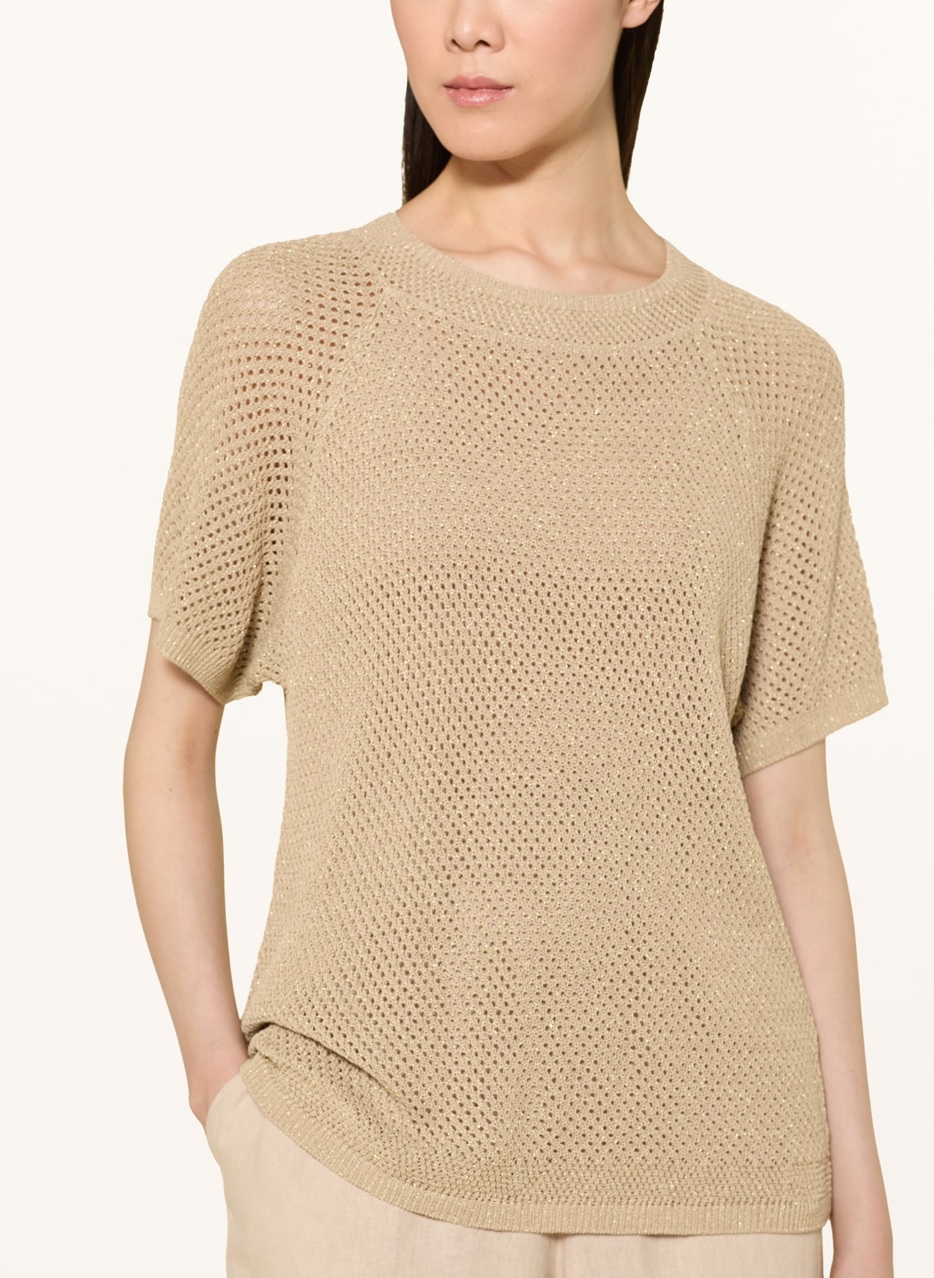 CARTOON Strickshirt mit Glitzergarn: CAMEL / GOLD