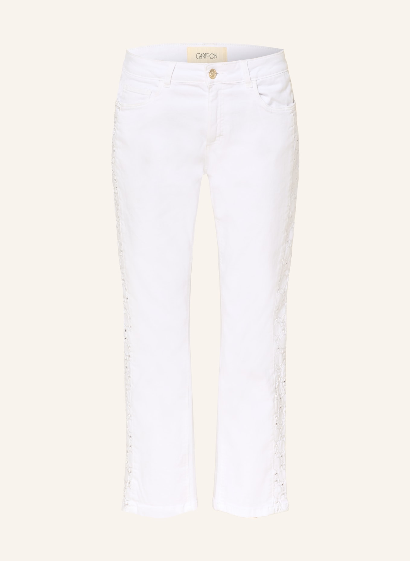 CARTOON Cropped Jeans mit Galonstreifen: 1000 BRIGHT WHITE