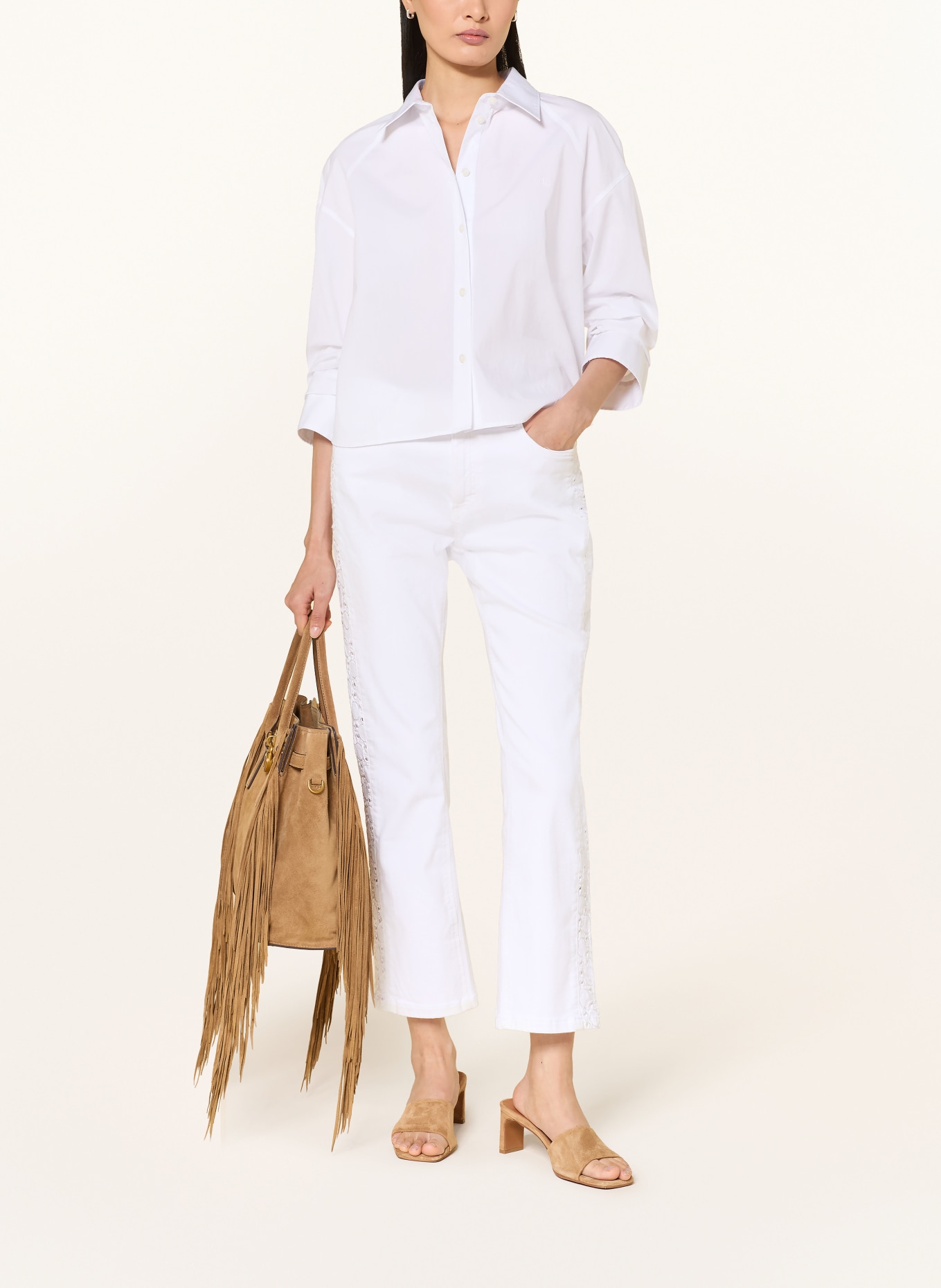 CARTOON Cropped Jeans mit Galonstreifen: 1000 BRIGHT WHITE