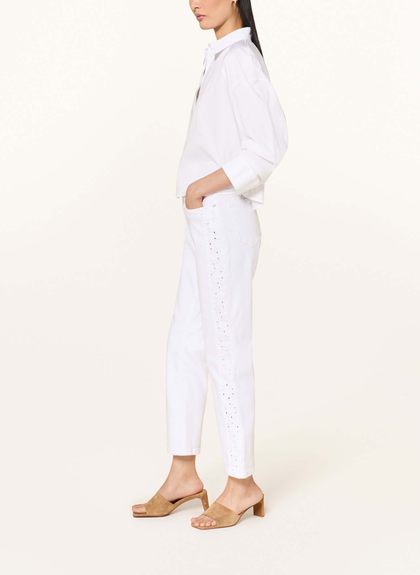 CARTOON Cropped Jeans mit Galonstreifen: 1000 BRIGHT WHITE