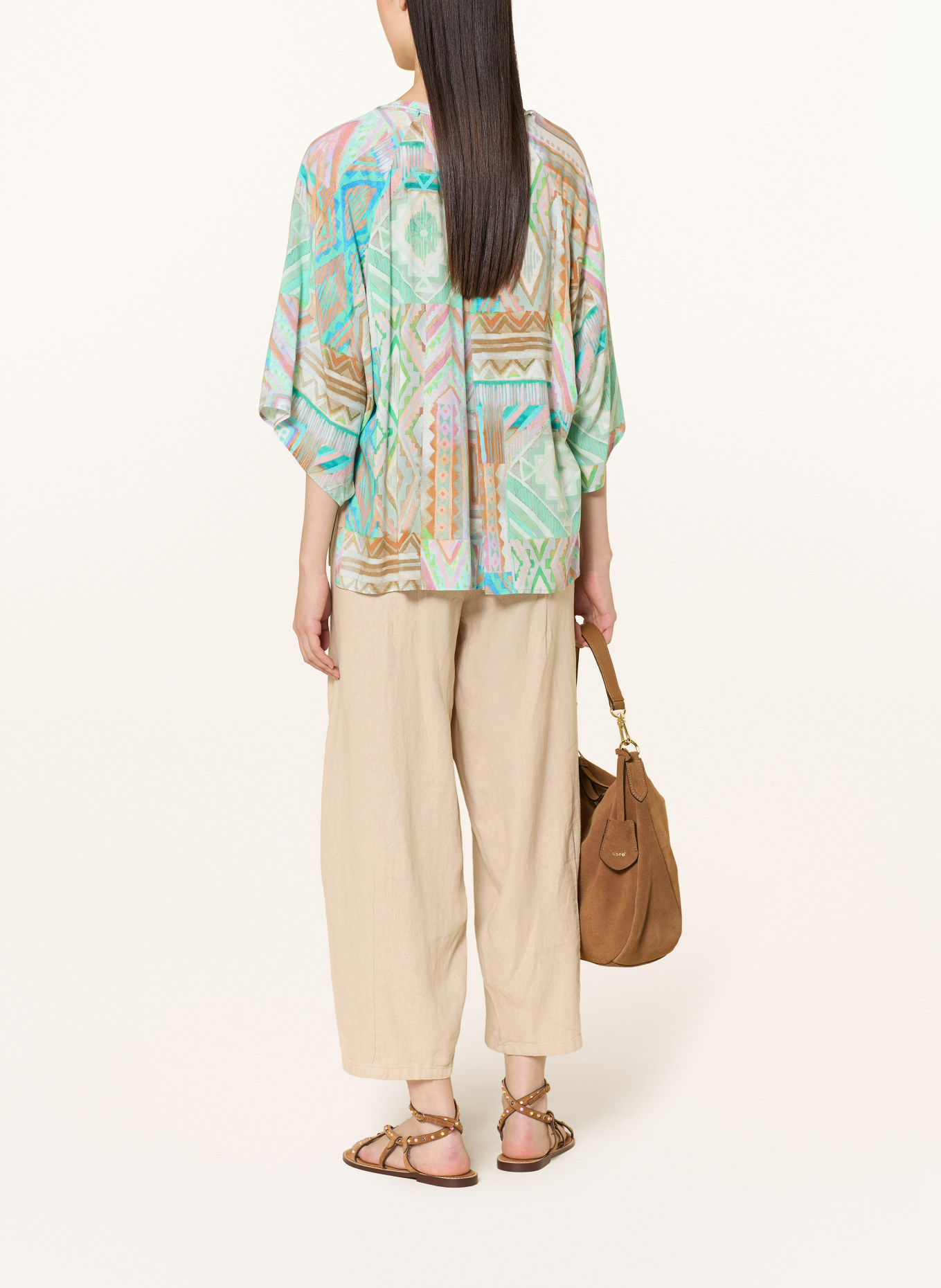 CARTOON koszulka z dekoltem w serek: ZIELONY / ŁOSOSIOWY / TURKUSOWY