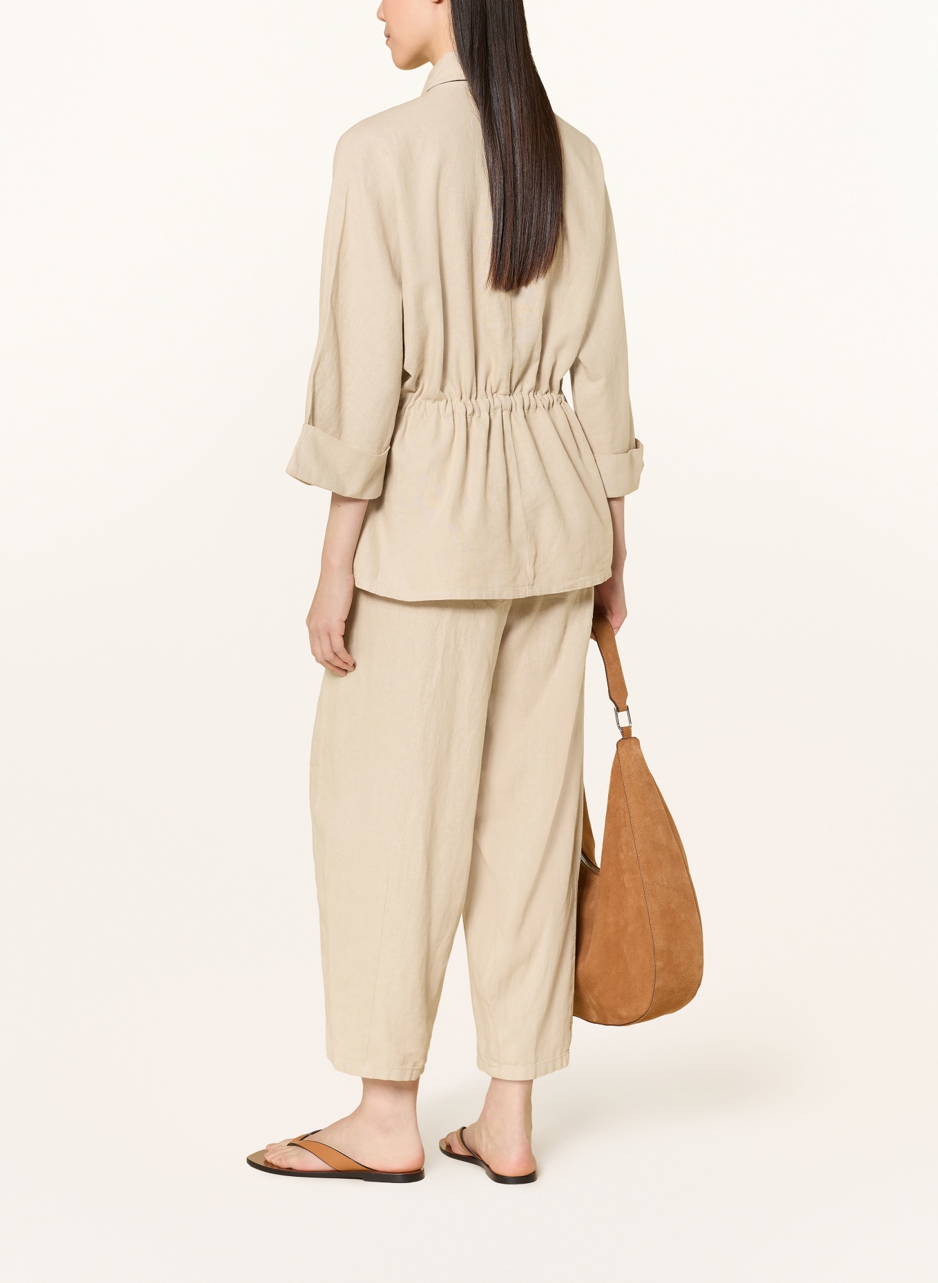 CARTOON Spodnie 7/8 z lnu: BEŻOWY