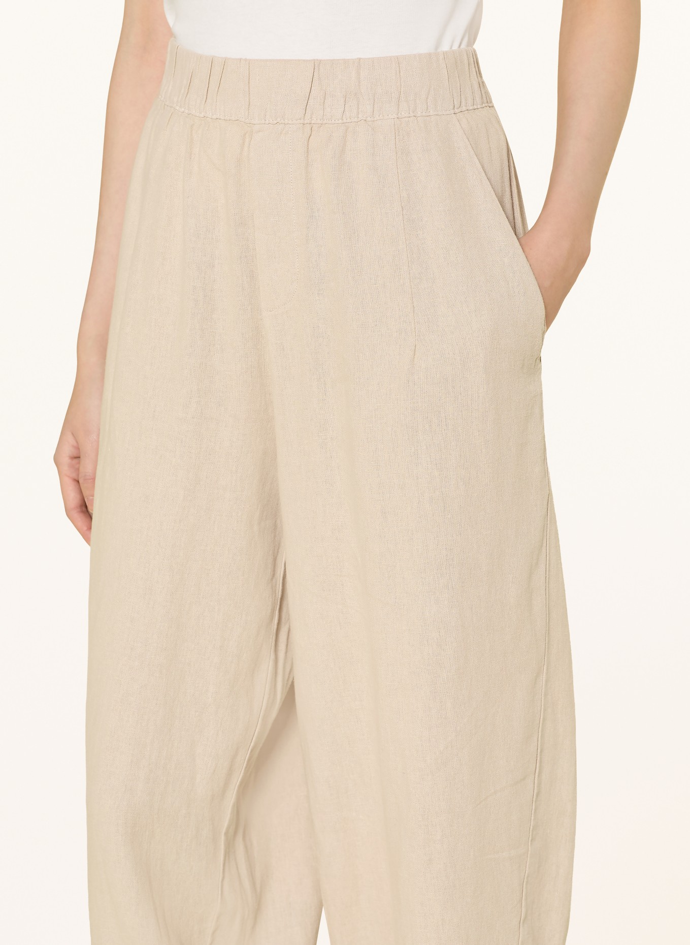 CARTOON Spodnie 7/8 z lnu: BEŻOWY