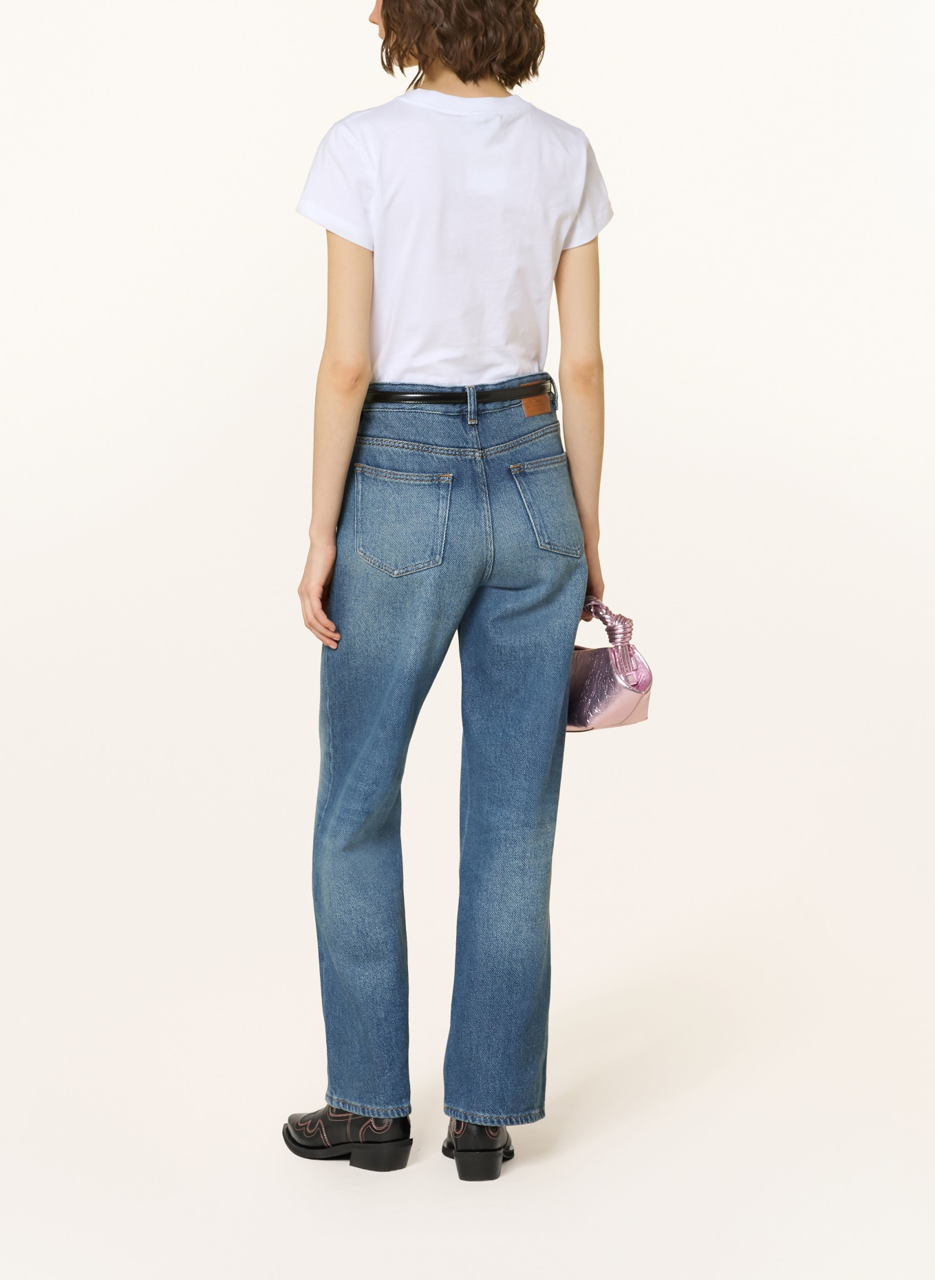 GANNI T-Shirt: WEISS / ROSÉ / GRÜN