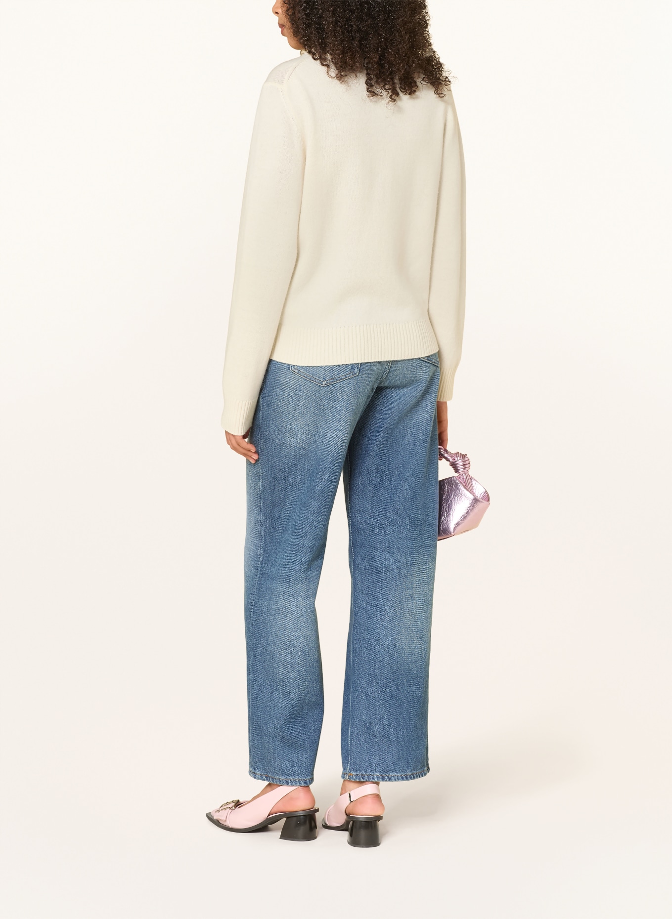 GANNI sweter: ECRU / MOCNORÓŻOWY / ZIELONY