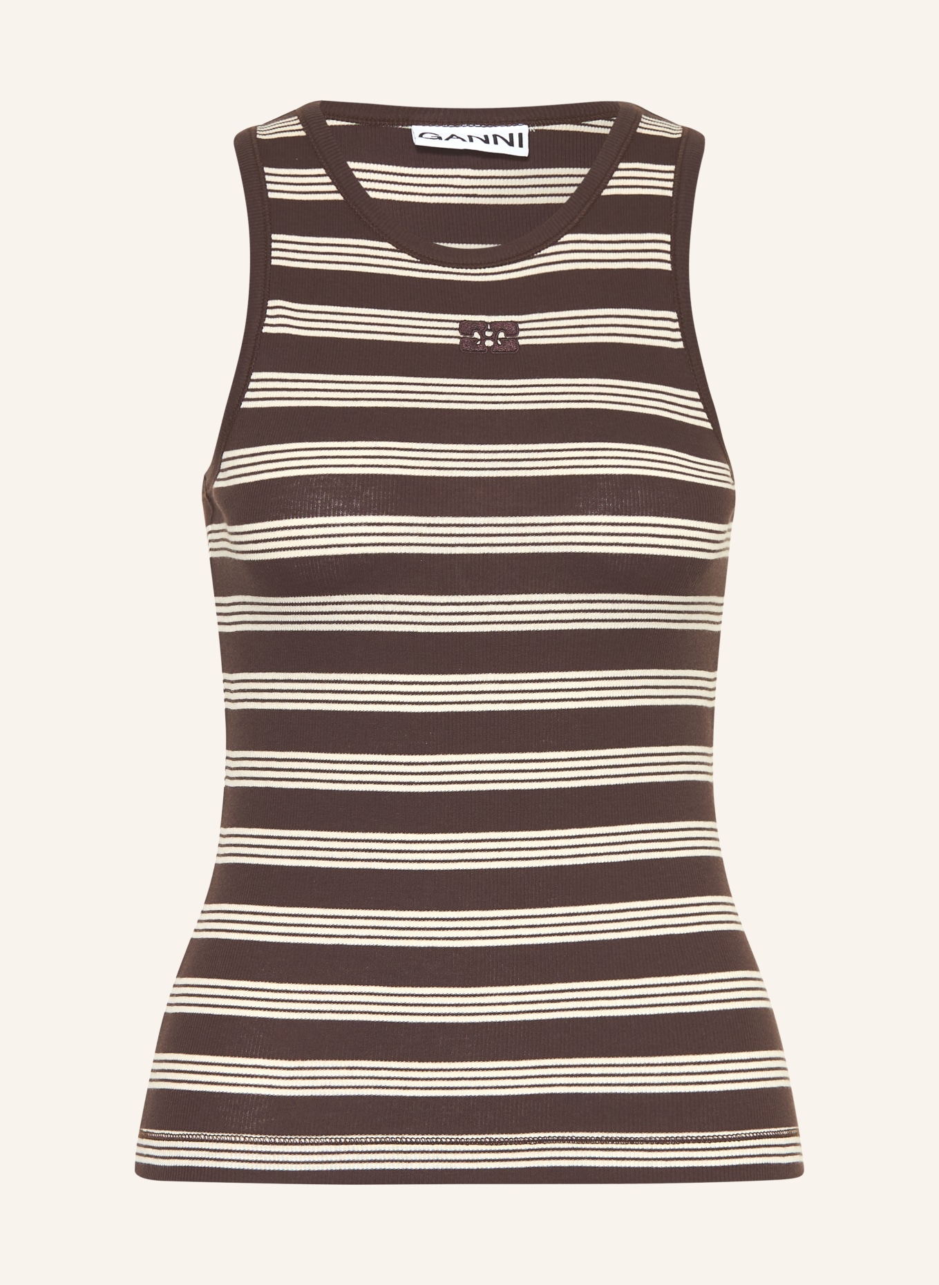 GANNI Top: DARK BROWN / ECRU