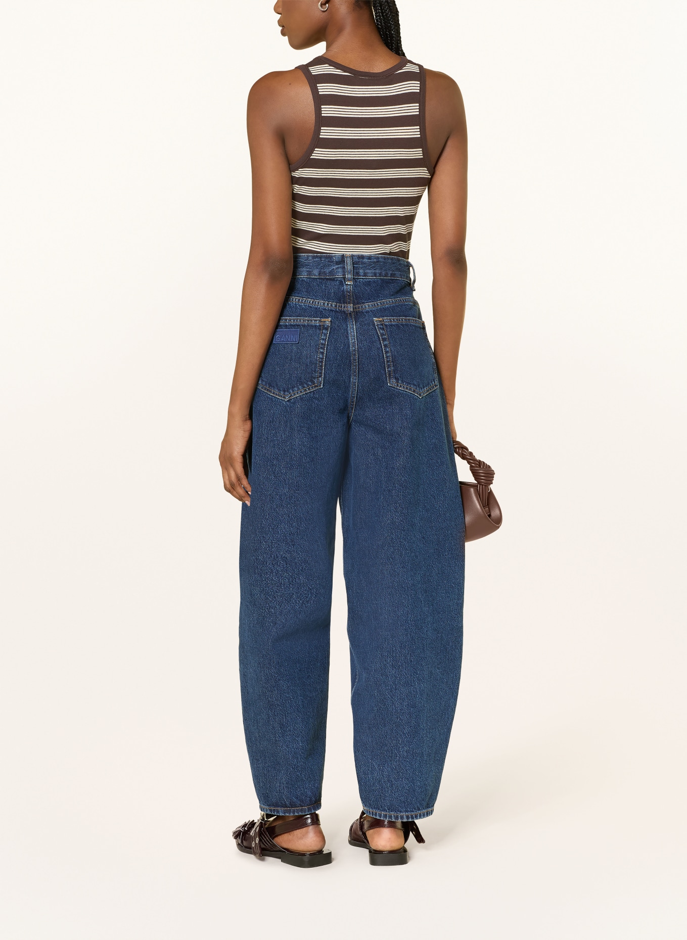 GANNI Top: DARK BROWN / ECRU