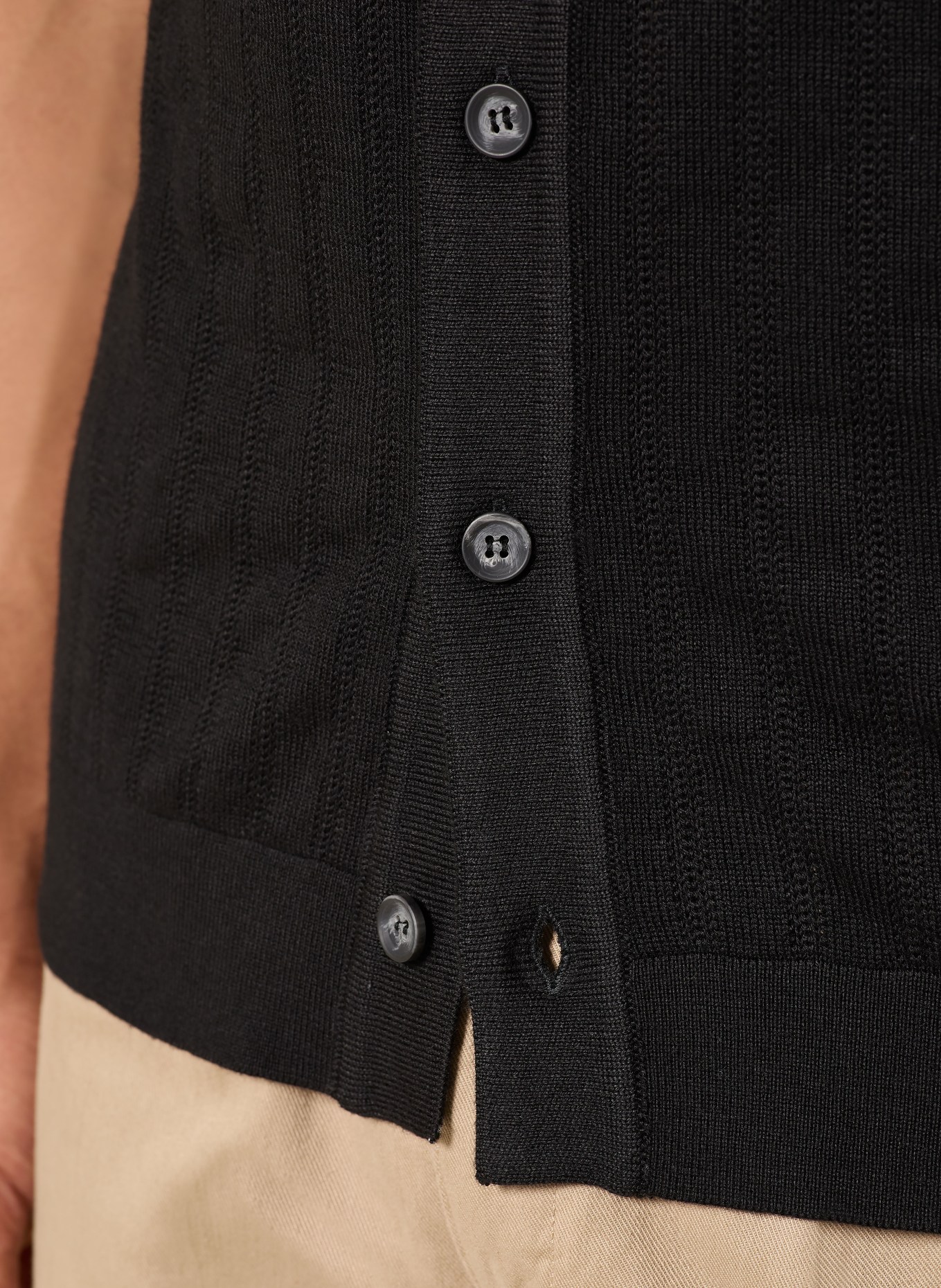 PAUL Pletená košile Slim Fit: ČERNÁ