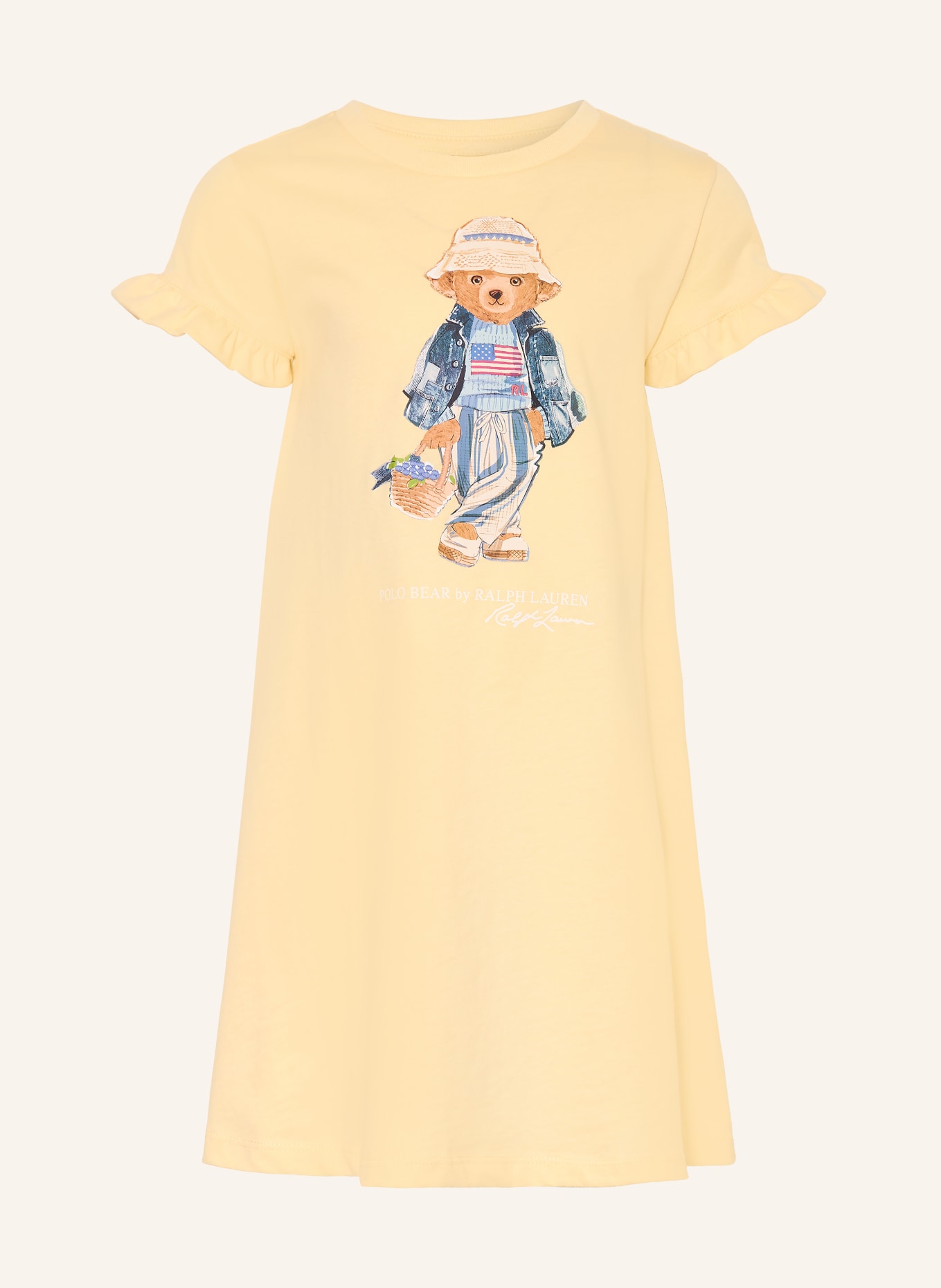 POLO RALPH LAUREN Jerseykleid mit Rüschen: HELLGELB