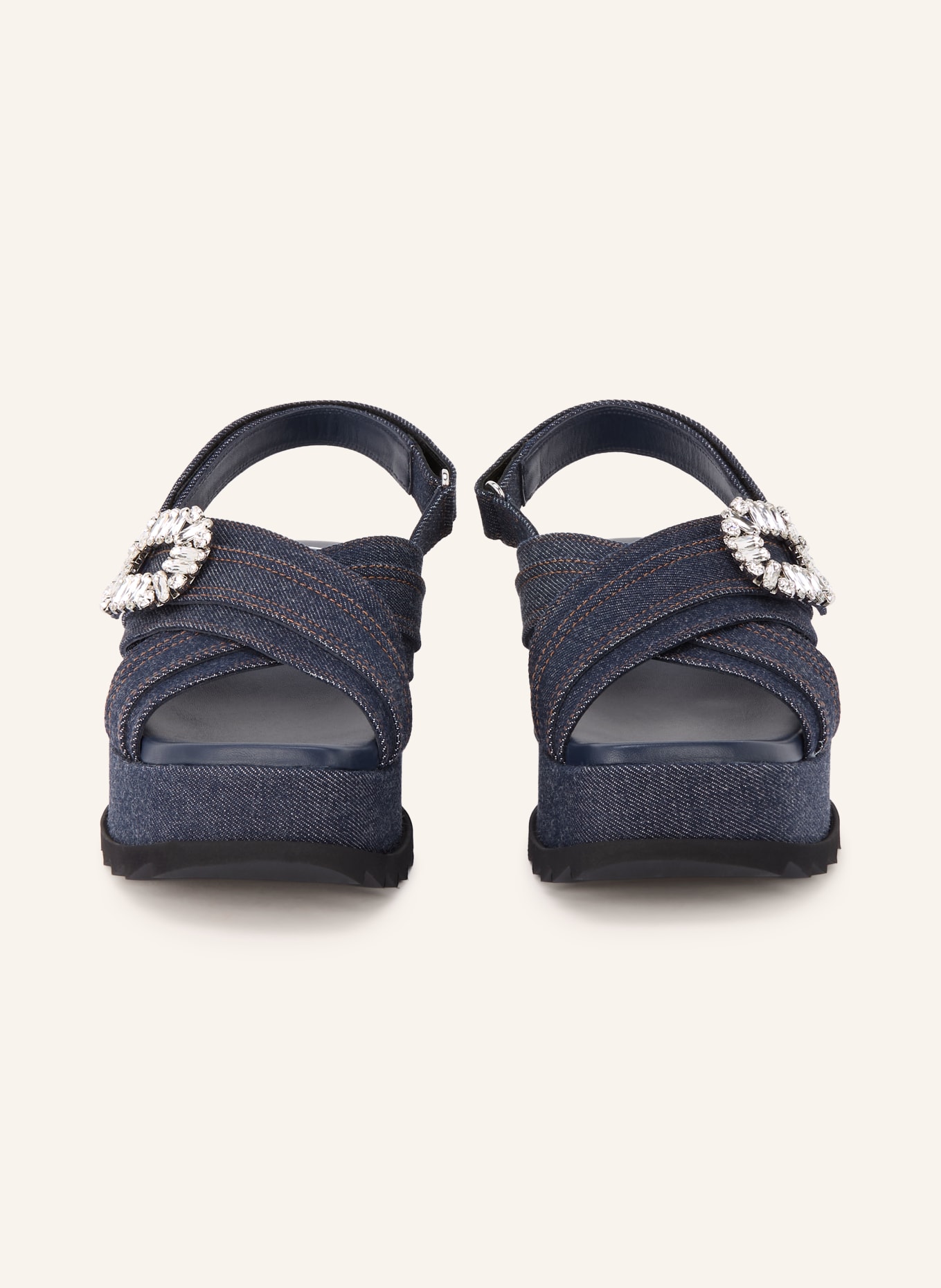 Roger Vivier Plateau-Sandalen mit Schmucksteinen: DUNKELBLAU
