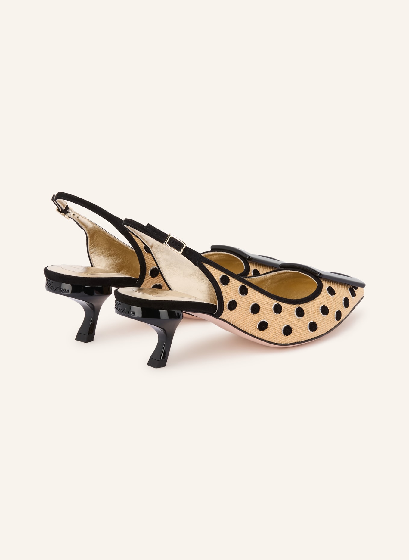Roger Vivier Slingpumps VIRGULE: BEIGE / GOLD / SCHWARZ