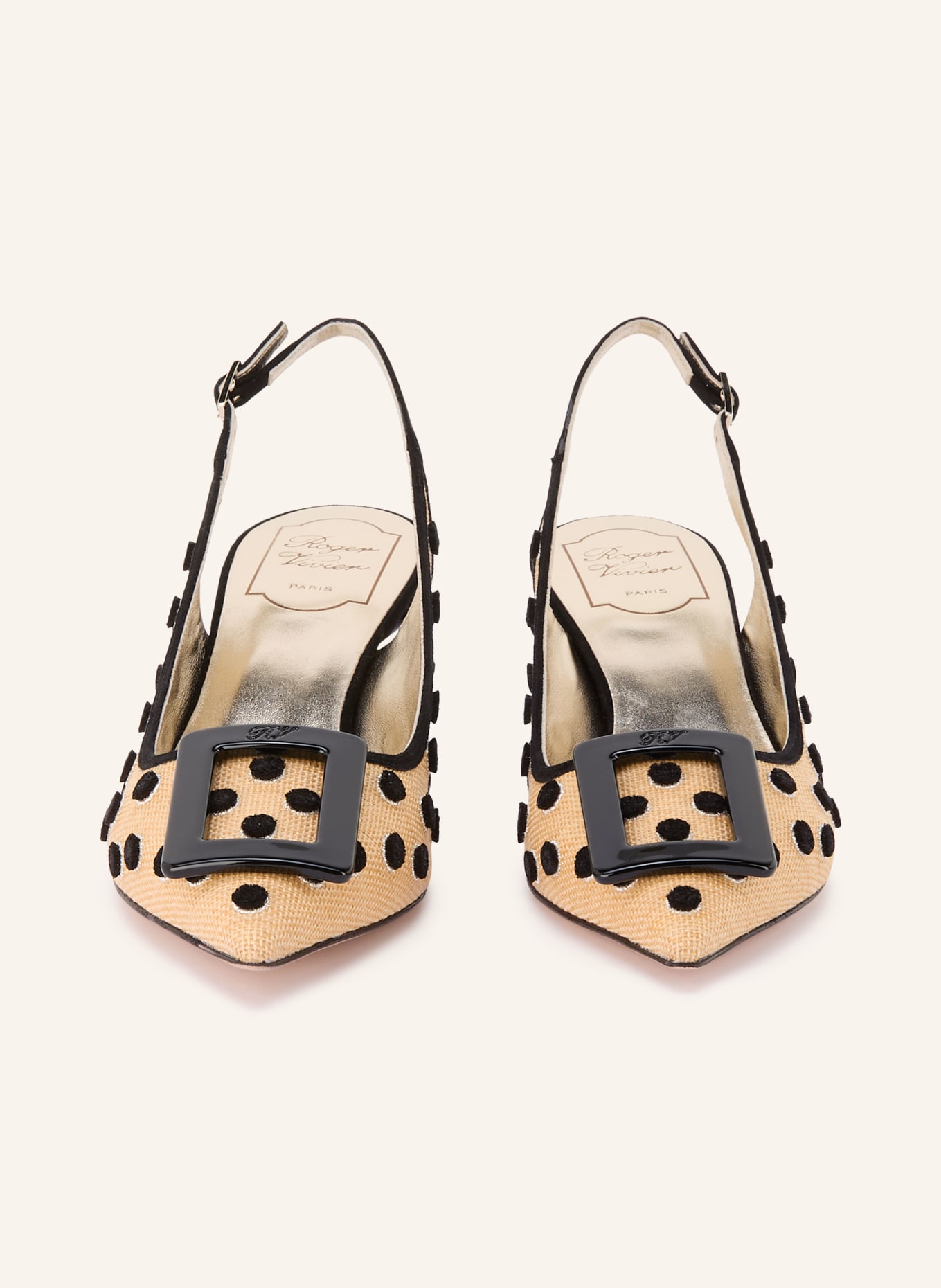 Roger Vivier Slingpumps VIRGULE: BEIGE / GOLD / SCHWARZ