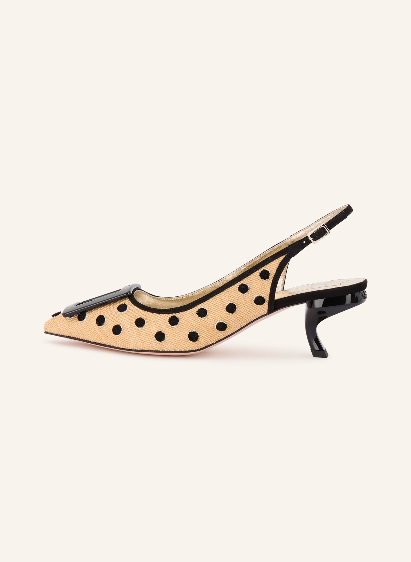 Roger Vivier Slingpumps VIRGULE: BEIGE / GOLD / SCHWARZ