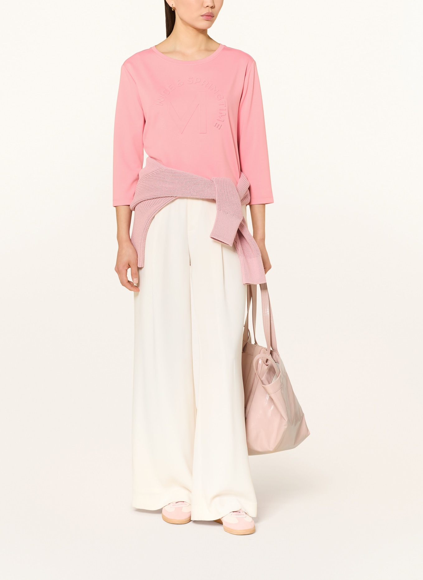 monari Long-sleeved shirt with 3/4 sleeves and gemstones: PINK